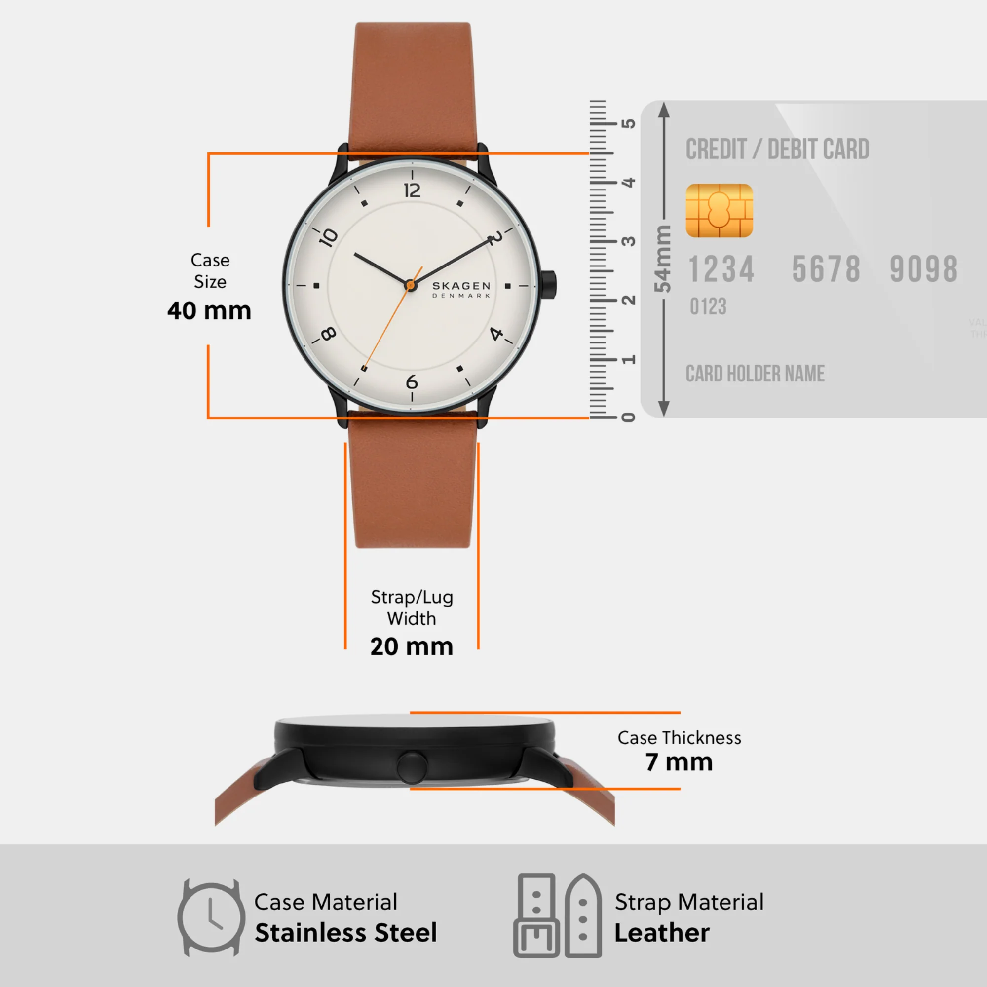 Men Quartz White Dial Analog Leather Watch SKW6883 - Image 4