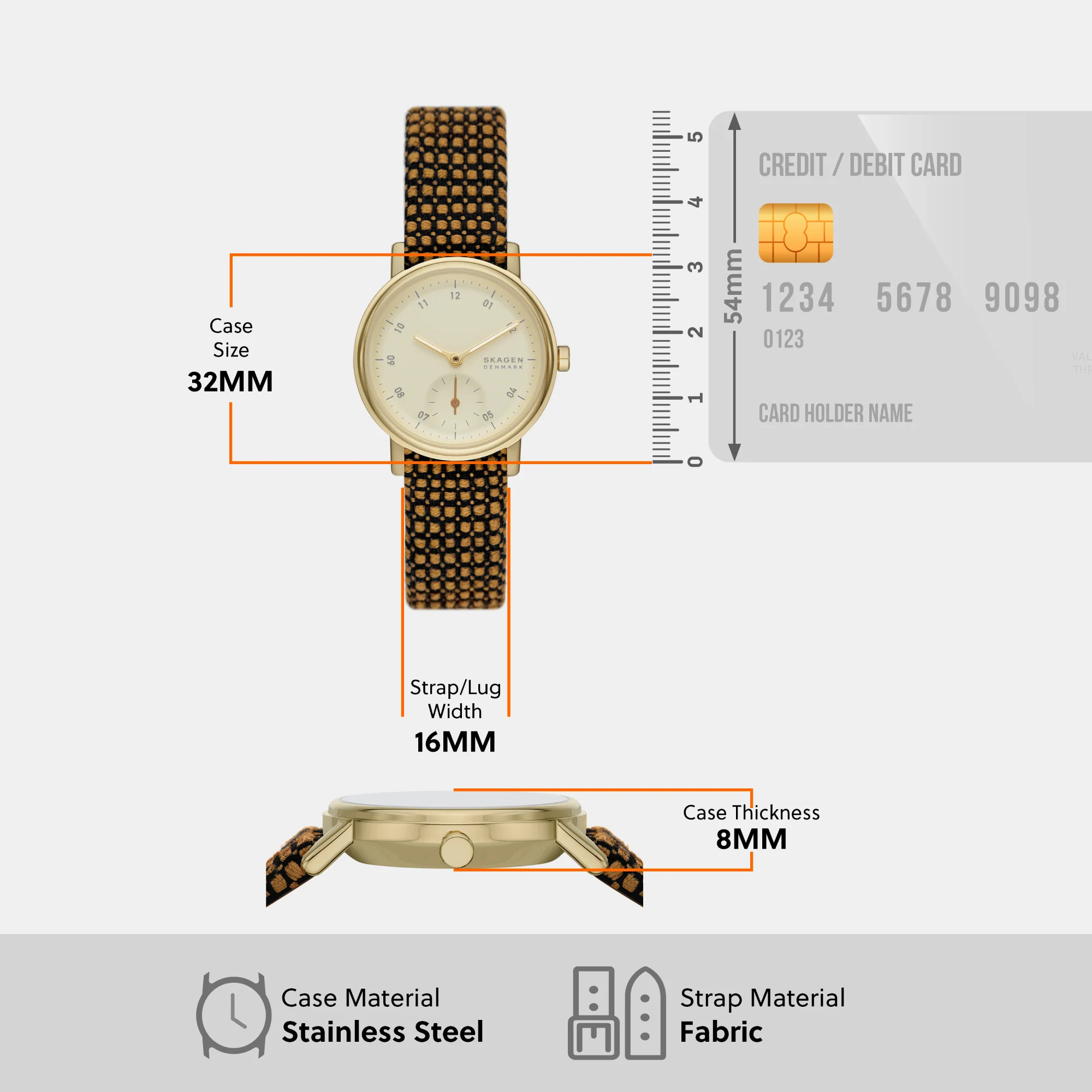 Women Quartz Beige Dial Analog Fabric Watch SKW3106 - Image 8