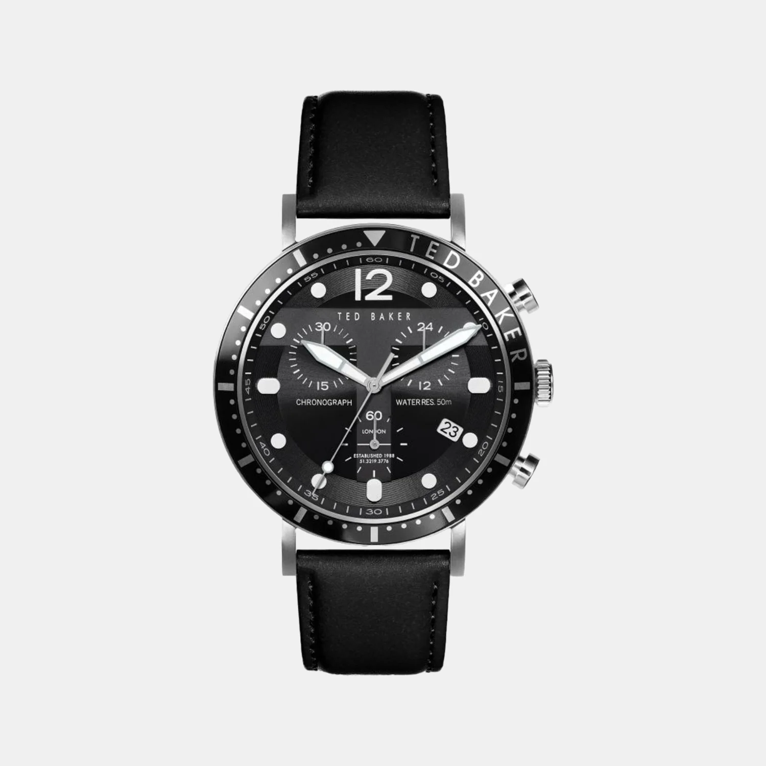 Men Quartz Black Dial Chronograph Leather Watch BKPMRS204