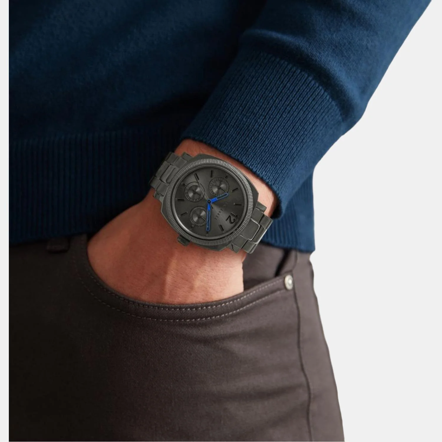 Men Quartz Black Dial Chronograph Stainless Steel Watch BKPCNF104 - Image 3