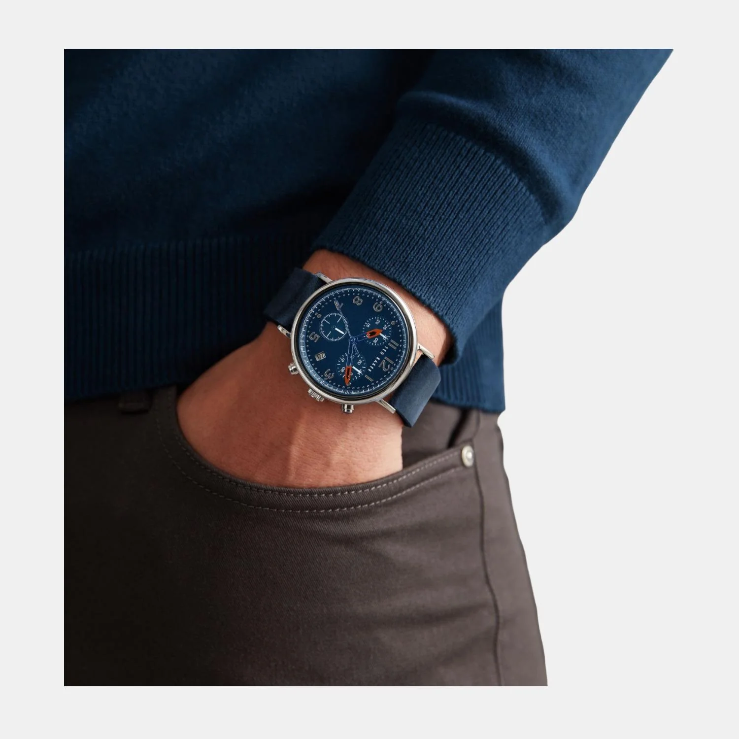 Men Quartz Blue Dial Chronograph Leather Watch BKPMMF127 - Image 4