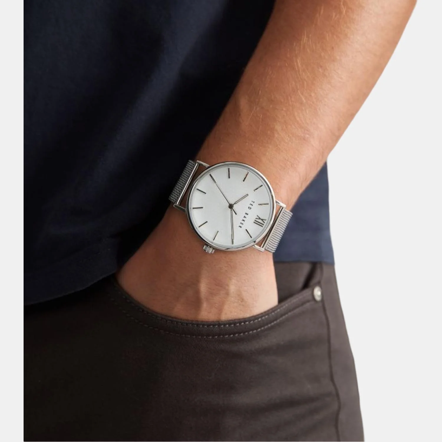 Men Quartz White Dial Analog Stainless Steel Watch BKPPGS217 - Image 2