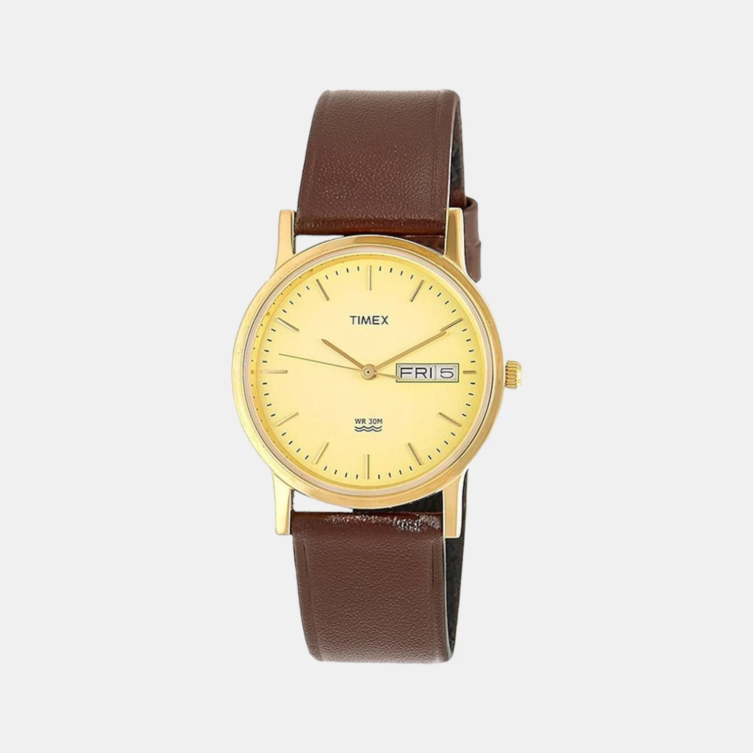 Classics Men Quartz Yellow Dial Analog Leather Watch A501