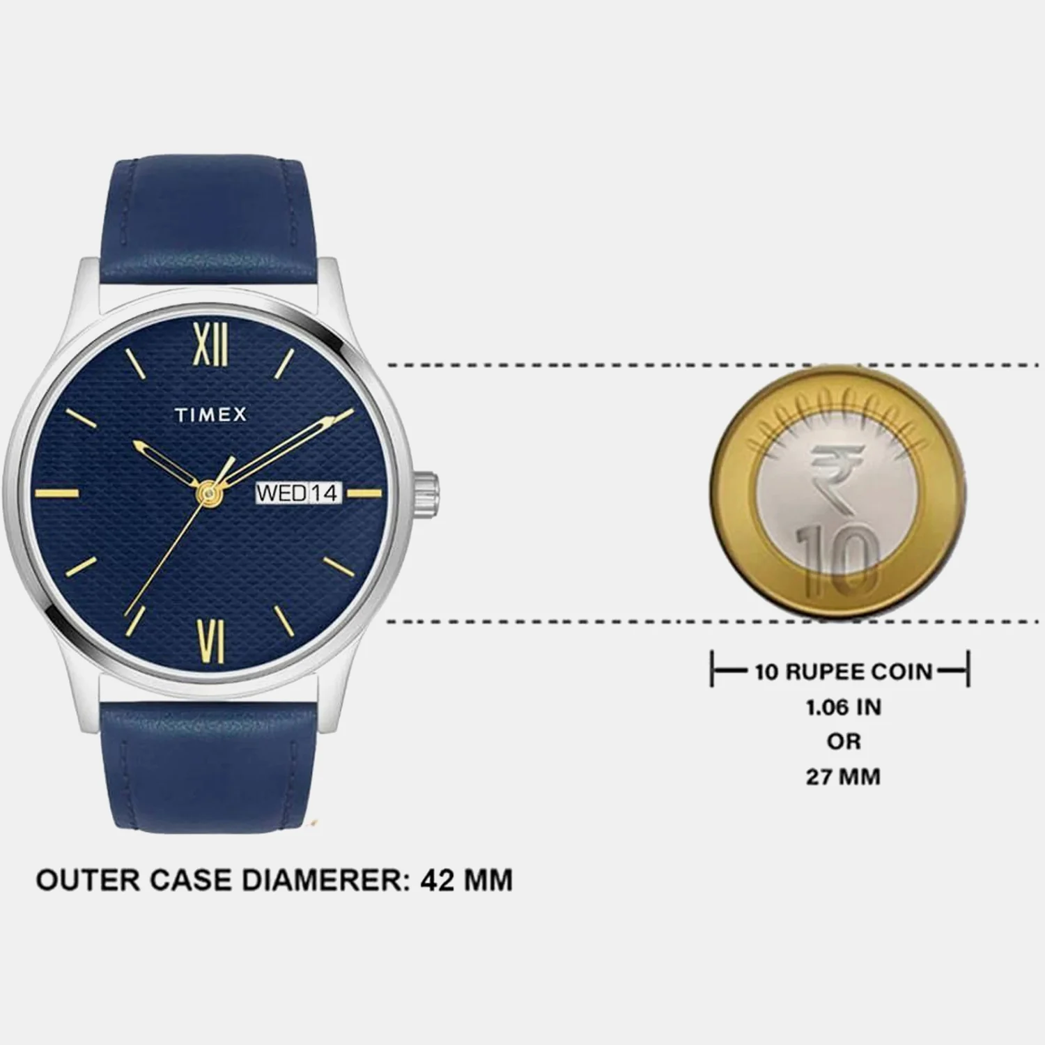 Classics Unisex Quartz Blue Dial Analog Leather Watch TW0TG8310 - Image 4