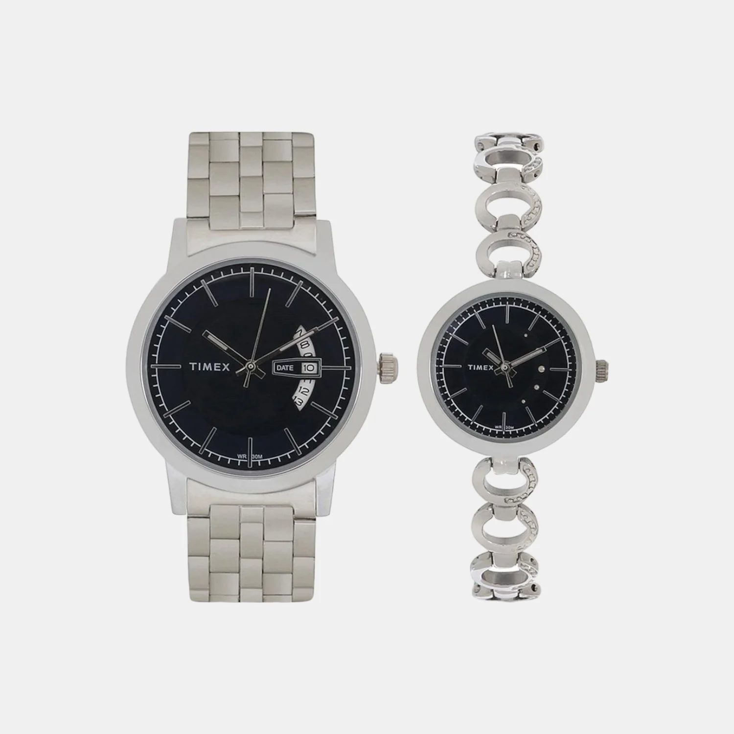 Couple Quartz Blue Dial Analog Stainless Steel Watch TW00PR228