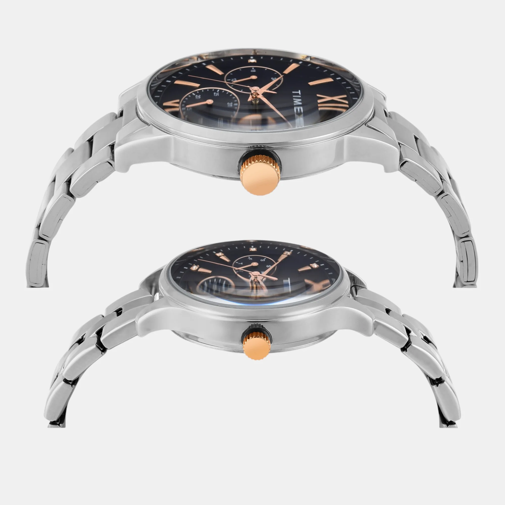 Fashion Couple Quartz Blue Dial Multi-Function Stainless Steel Watch TW00PR305 - Image 3