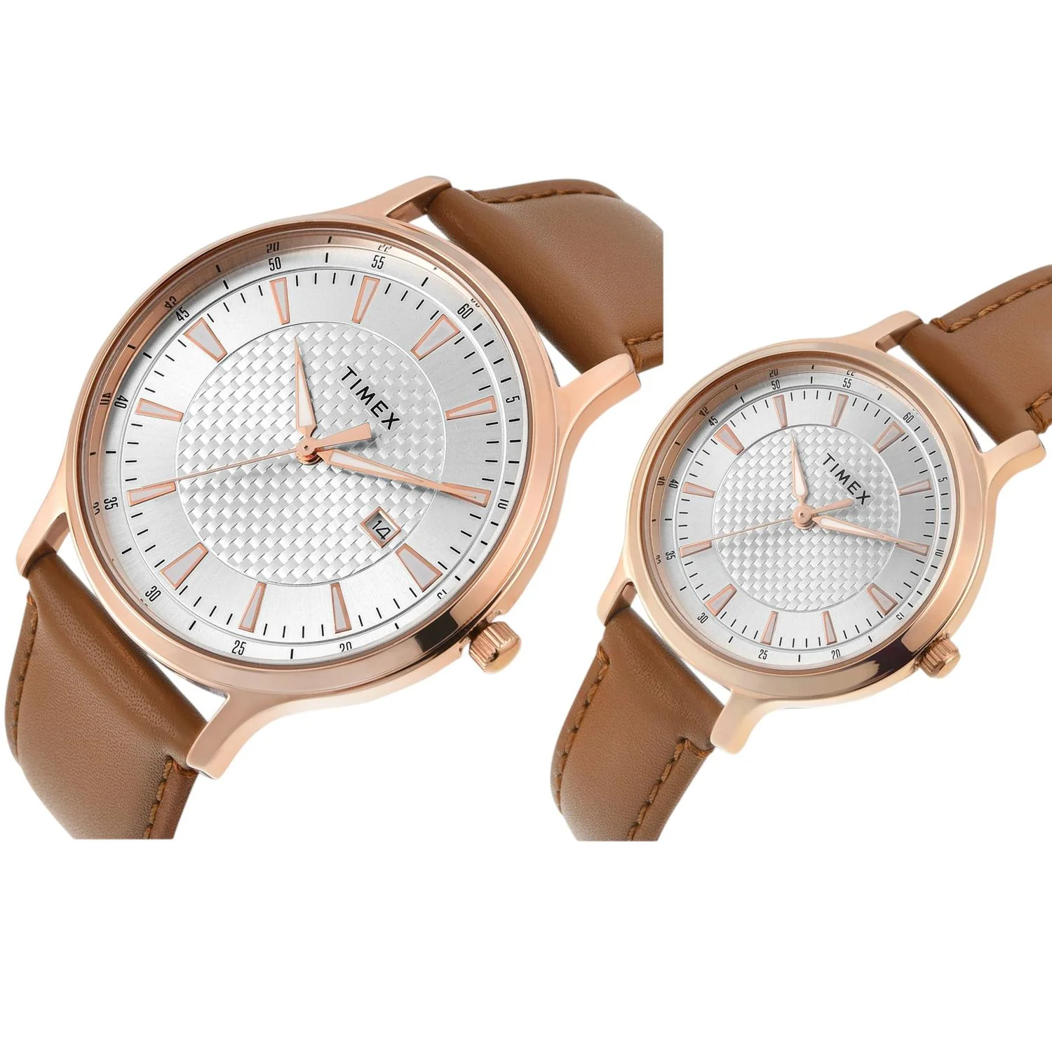 Fashion Couple Quartz Silver Dial Analog Leather Watch TW00PR320 - Image 2