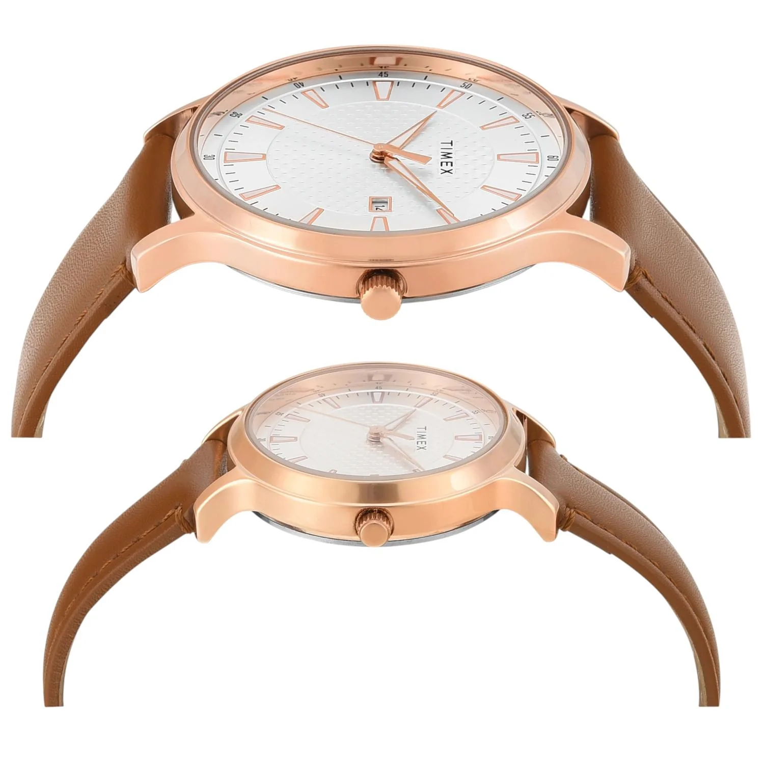 Fashion Couple Quartz Silver Dial Analog Leather Watch TW00PR320 - Image 3