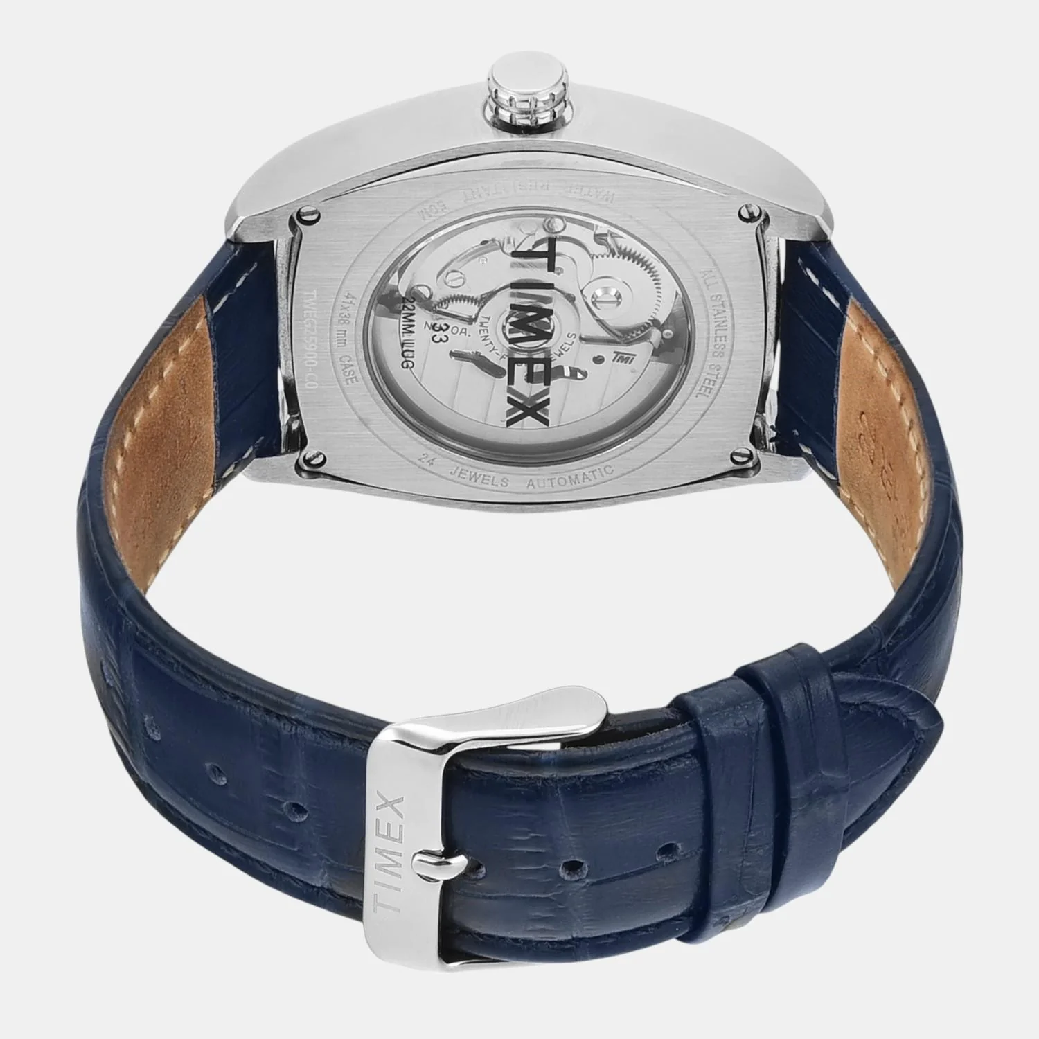Fashion Men Automatic Blue Dial Analog Leather Watch TWEG25900 - Image 4