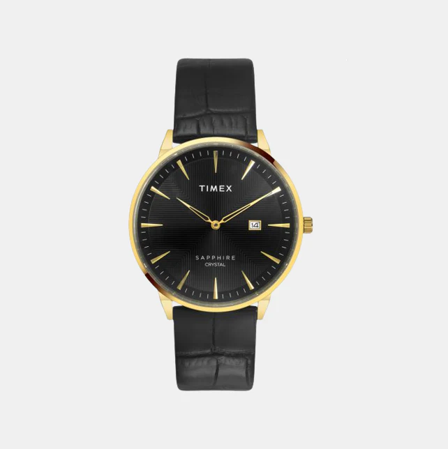 Fashion Men Quartz Black Dial Analog Leather Watch TWEG21901