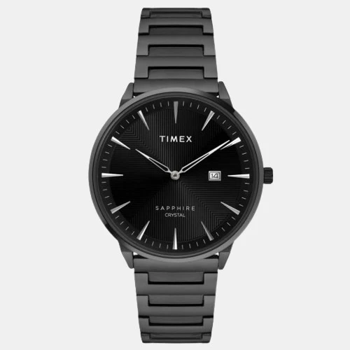 Fashion Men Quartz Black Dial Analog Stainless Steel Watch TWEG21906