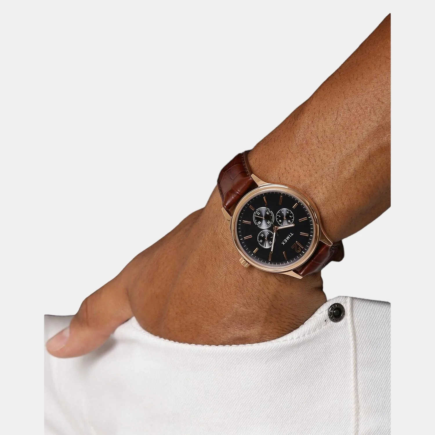 Fashion Men Quartz Blue Dial Chronograph Leather Watch TWEG18404 - Image 4