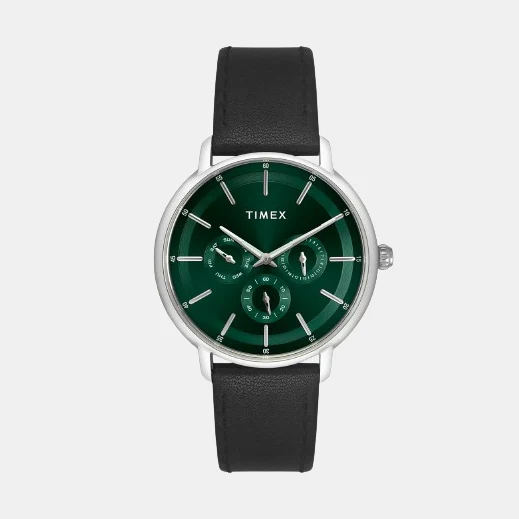 Fashion Men Quartz Green Dial Chronograph Leather Watch TWEG22000