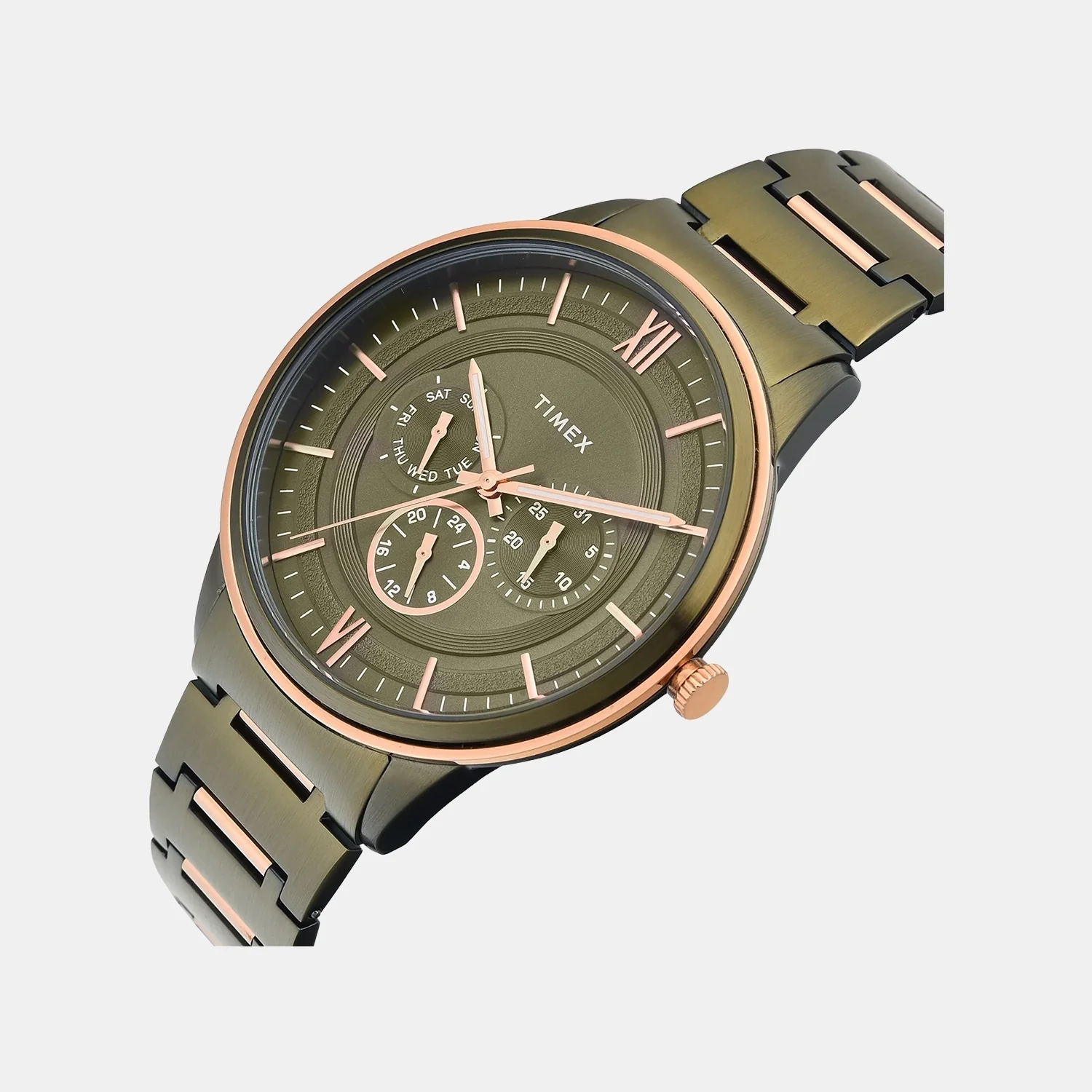 Fashion Men Quartz Green Dial Multi-Function Stainless Steel Watch TWEG28002 - Image 2