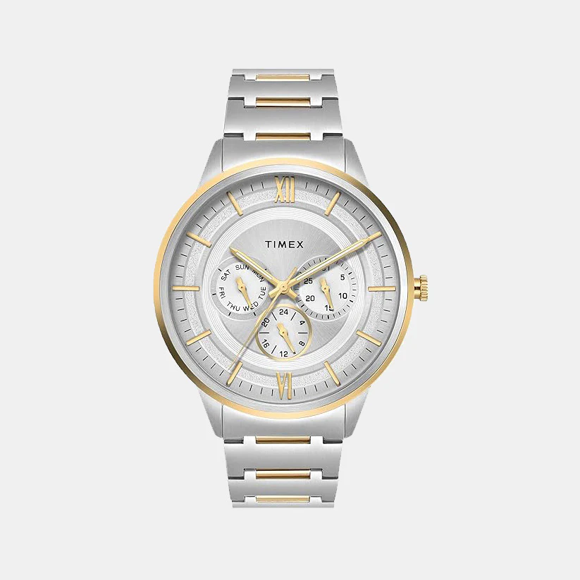 Fashion Men Quartz Silver Dial Multi-Function Stainless Steel Watch TWEG28001