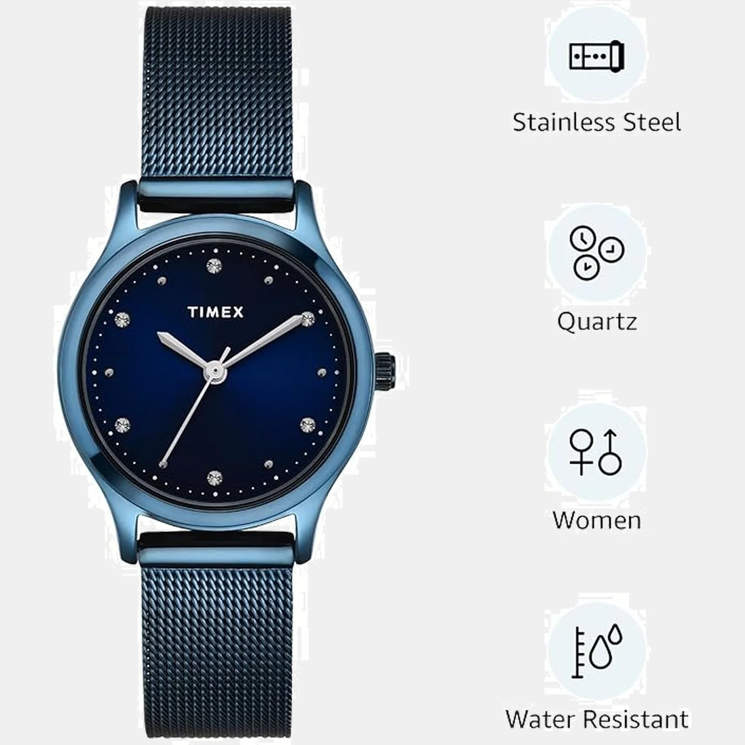Fashion Women Quartz Blue Dial Analog Mesh Watch TW0TL8717 - Image 3
