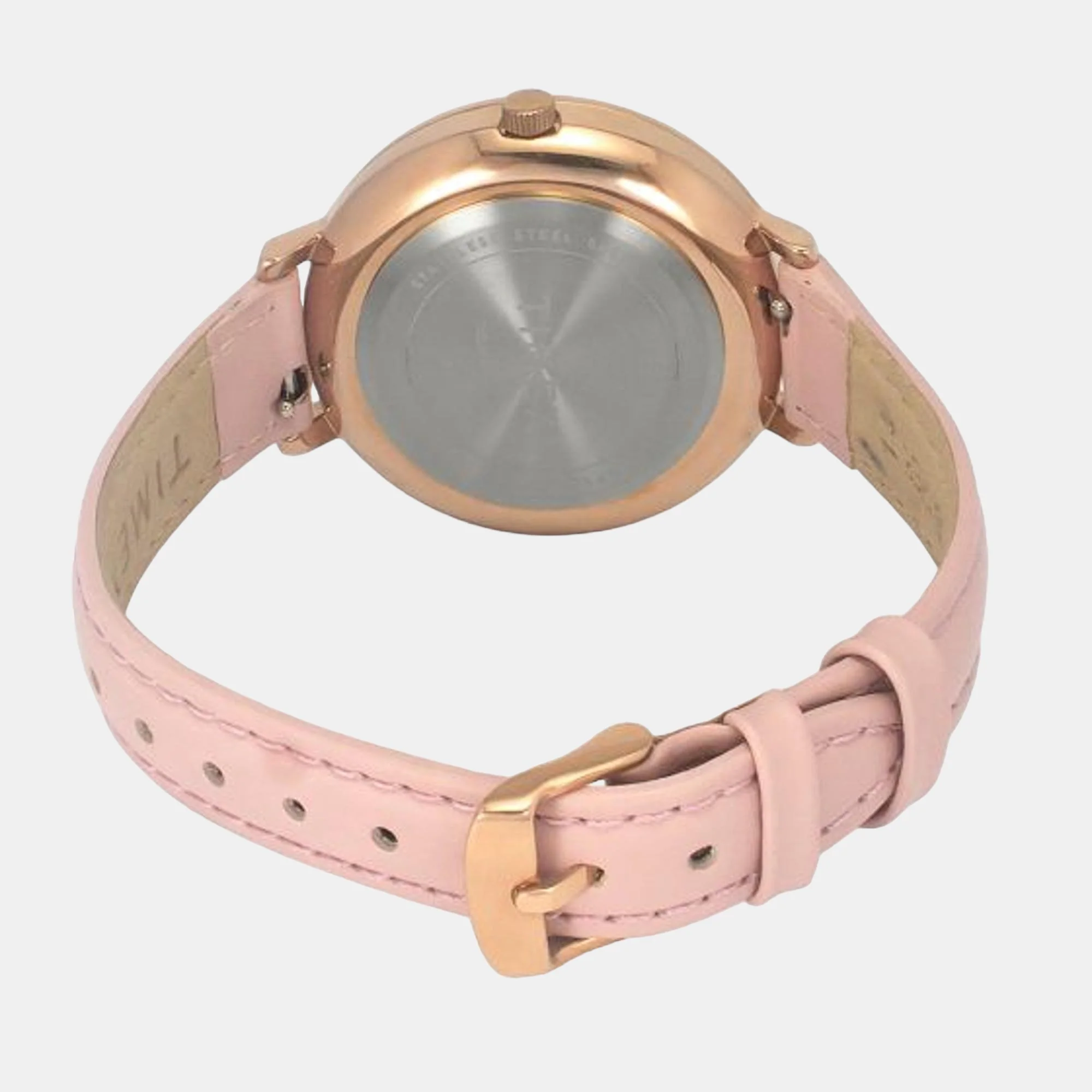 Fashion Women Quartz Pink Dial Analog Leather Watch TWEL14707 - Image 3