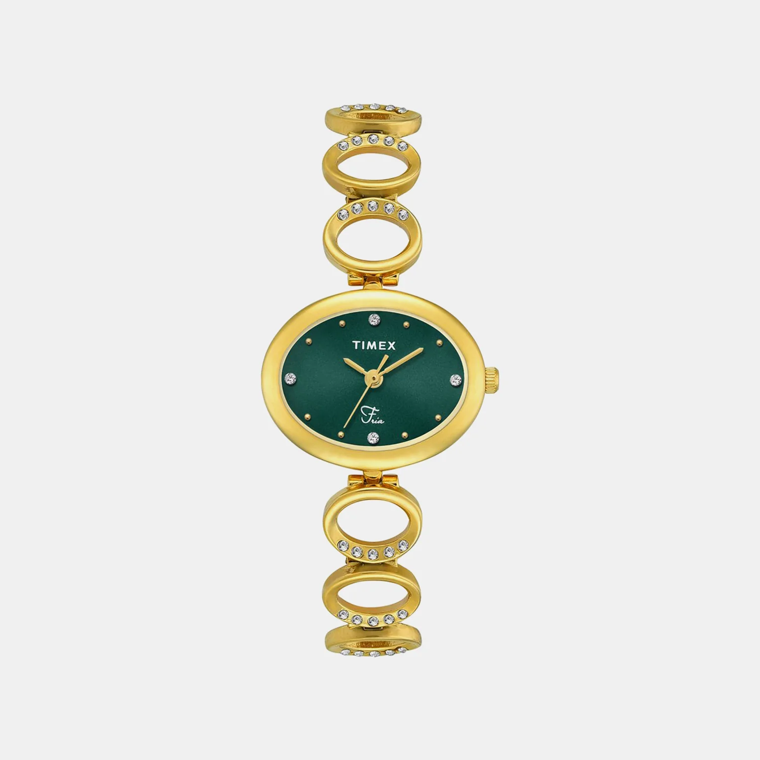Fria Women Quartz Green Dial Analog Brass Watch TWEL24001