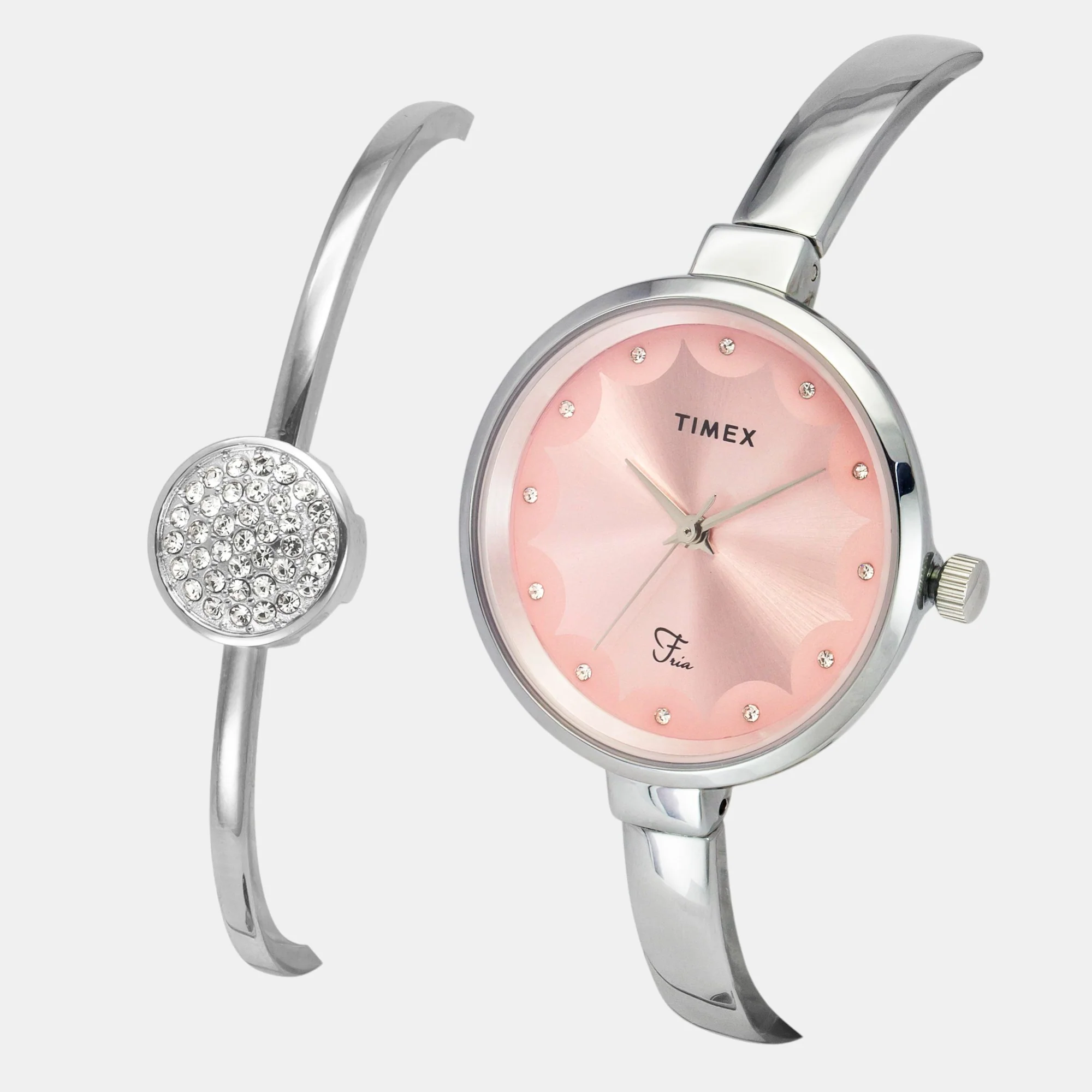 Fria Women Quartz Pink Dial Analog Brass Watch TWEL18500 - Image 2