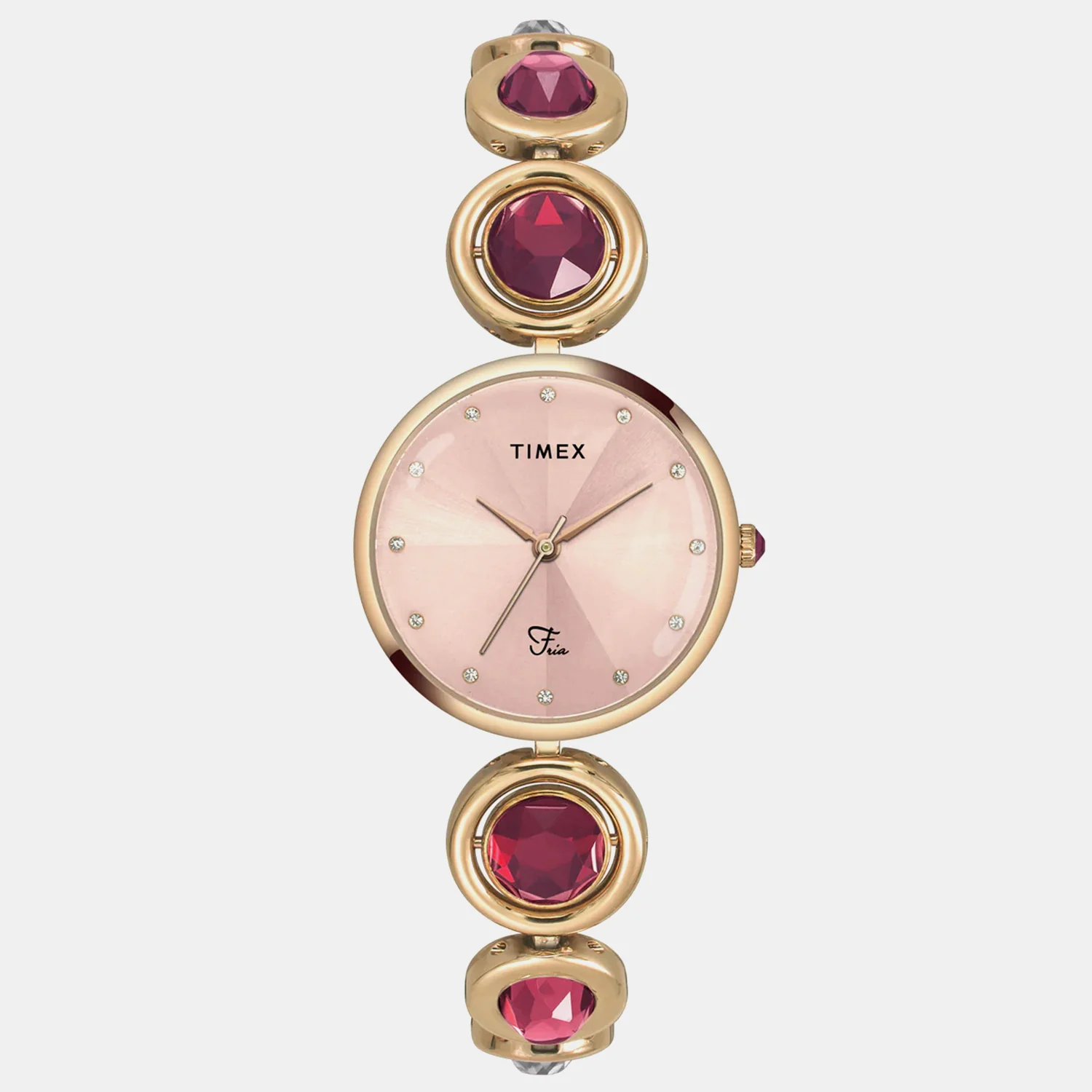 Fria Women Quartz Pink Dial Analog Stainless Steel Watch TWEL16402 - Image 6