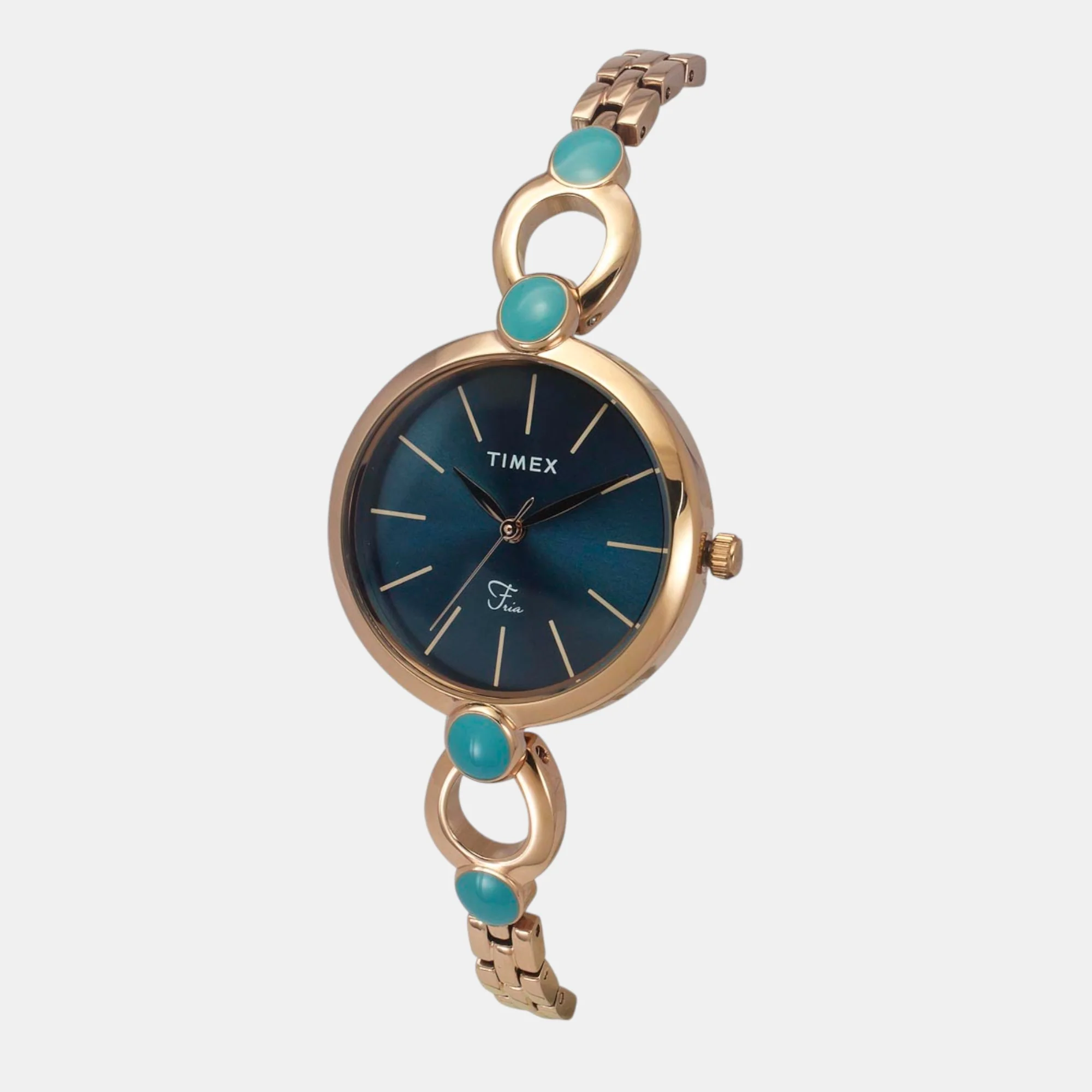 Fria Women Quartz Teal Dial Analog Brass Watch TWEL18106 - Image 2