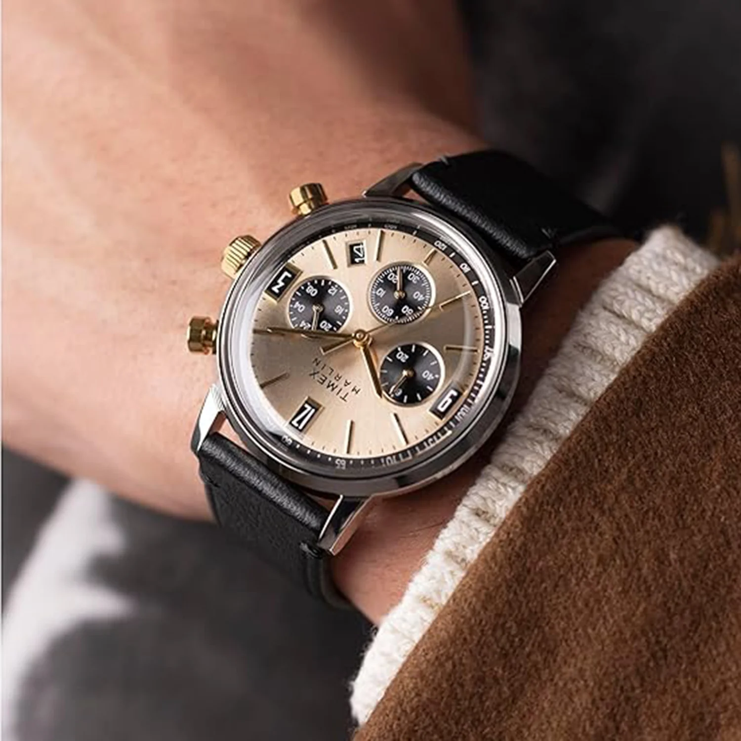Marlin Men Quartz Champagne Dial Chronograph Leather Watch TWEG26709 - Image 2