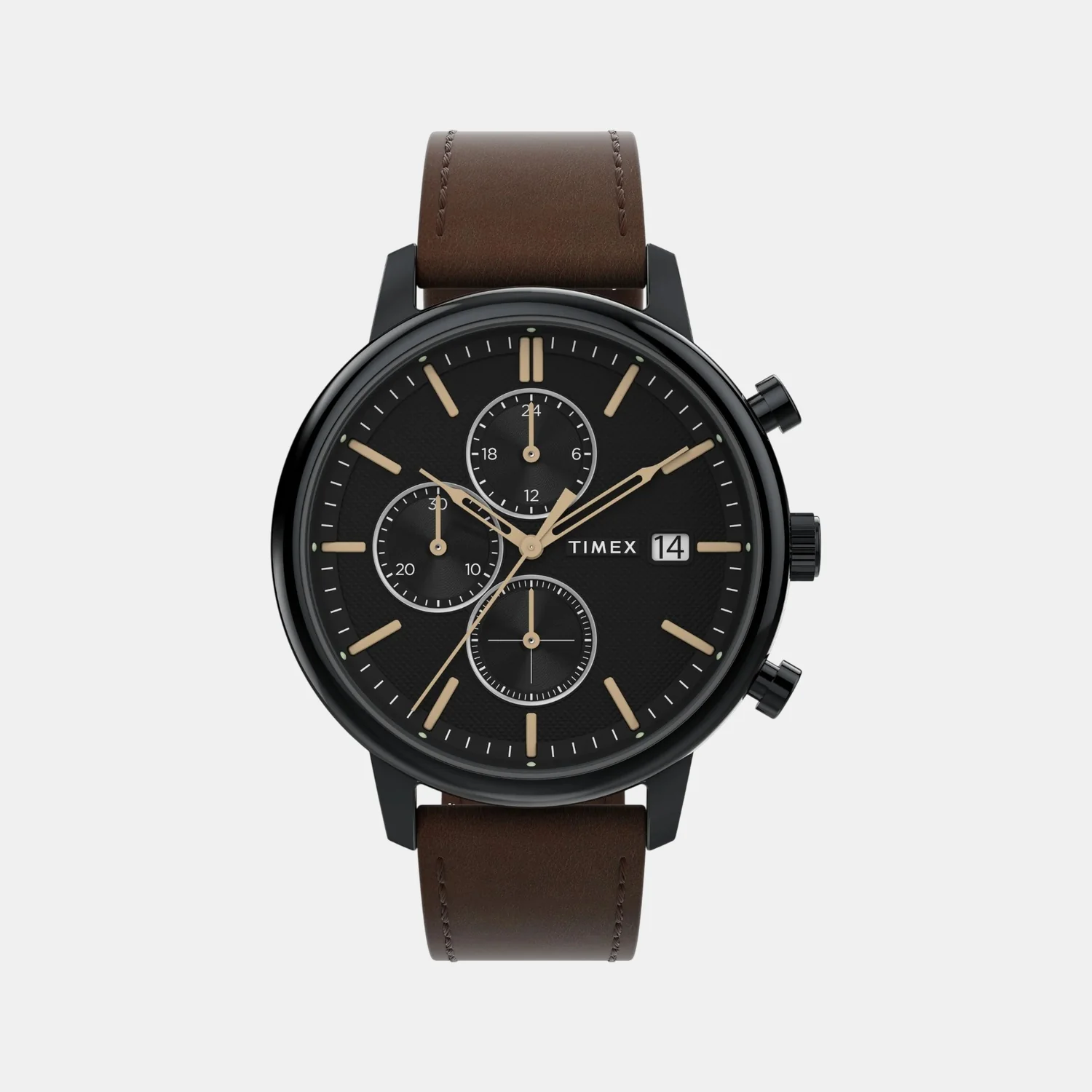 Men Quartz Black Dial Analog Leather Watch TW2W13200UJ