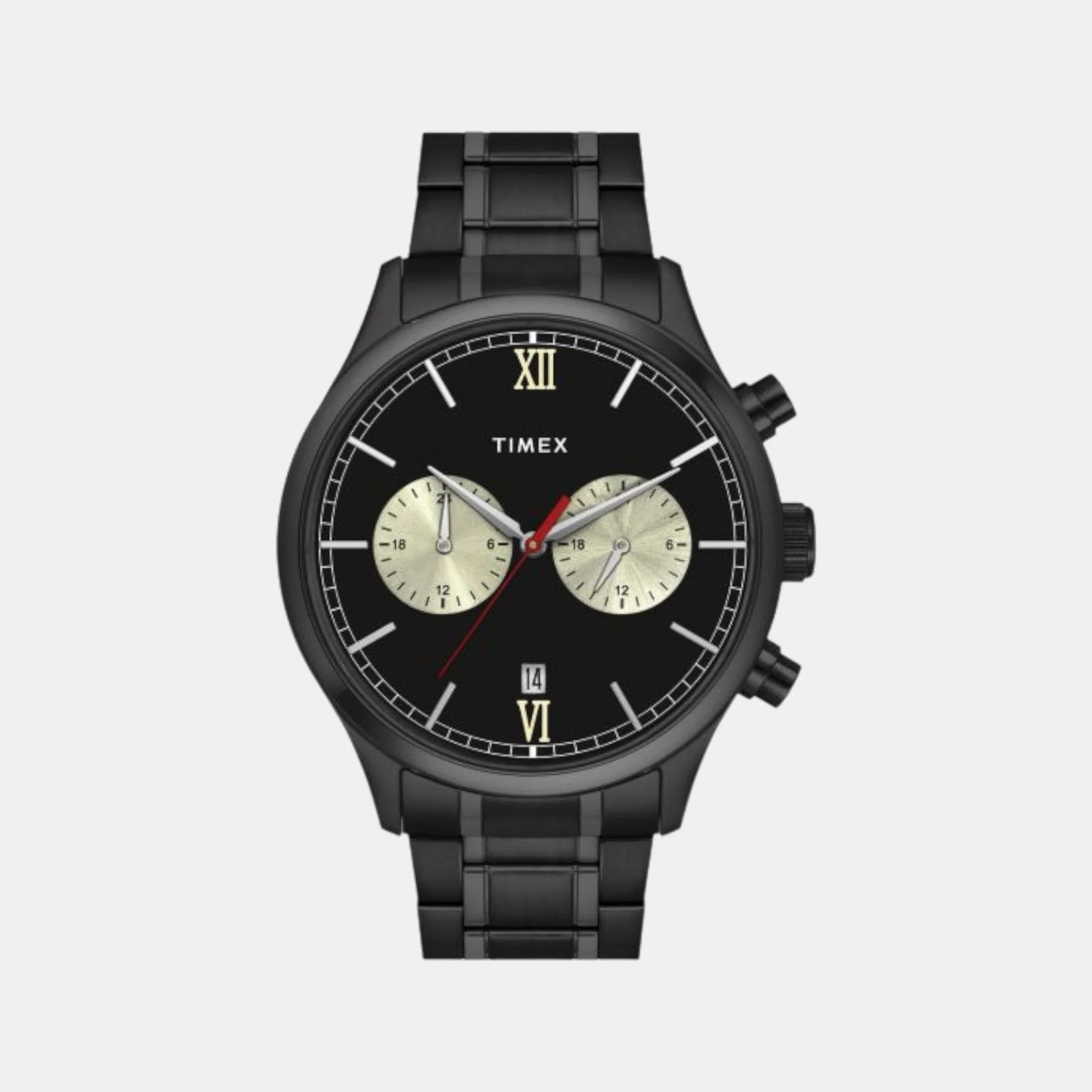 Men Quartz Black Dial Chronograph Stainless Steel Watch TWEG19809