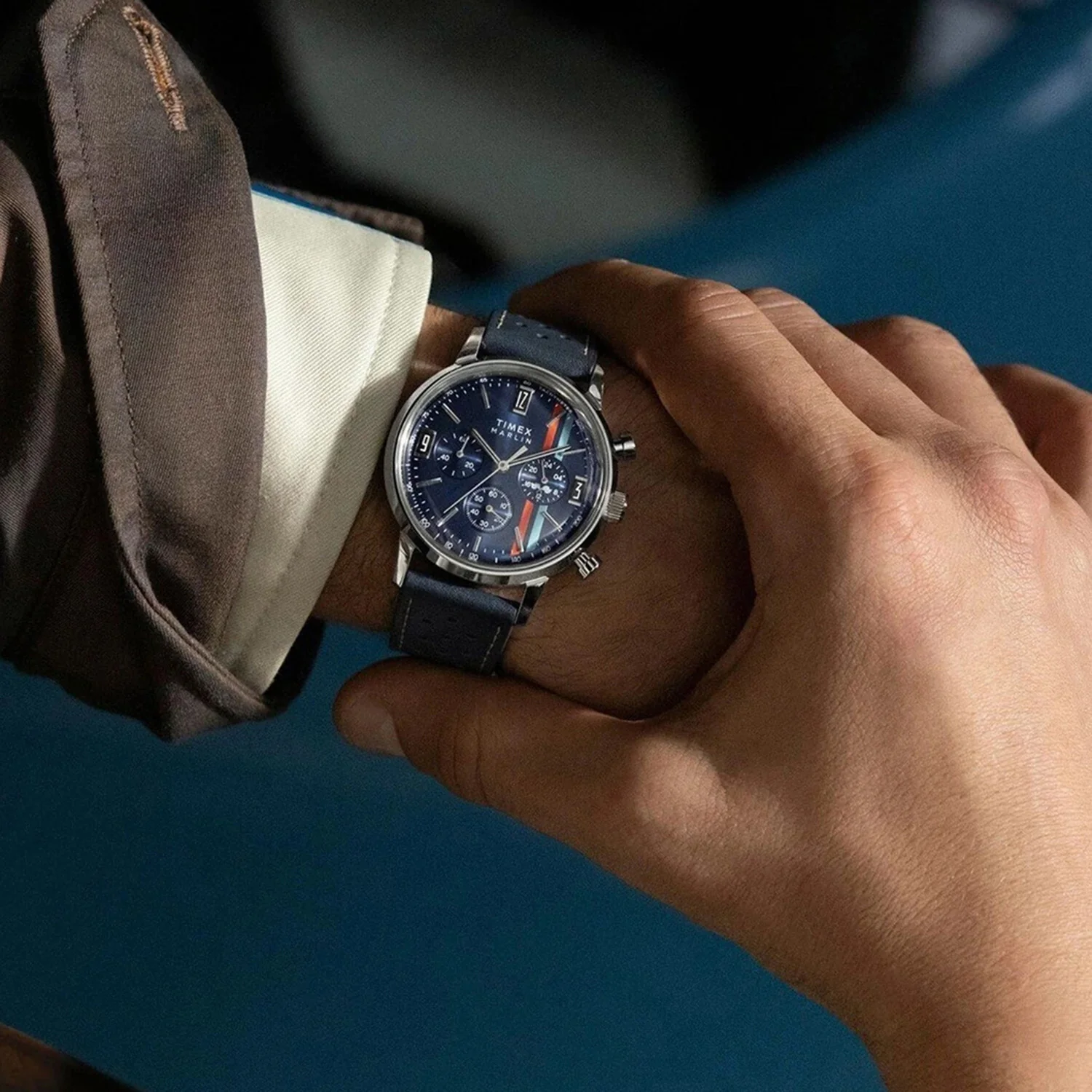 Men Quartz Blue Dial Analog Leather Watch TW2W99000UJ - Image 7