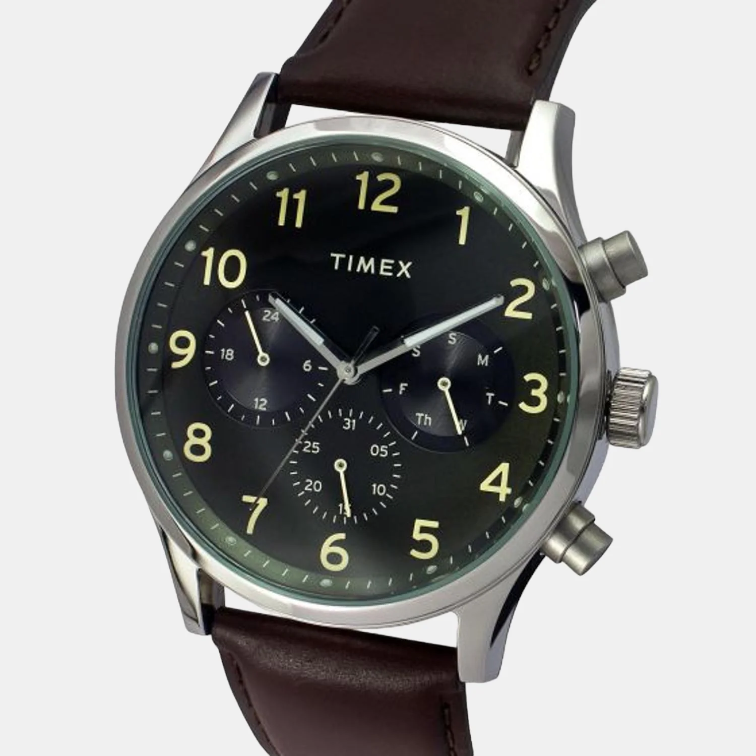 Men Quartz Green Dial Chronograph Leather Watch TWEG19600 - Image 2