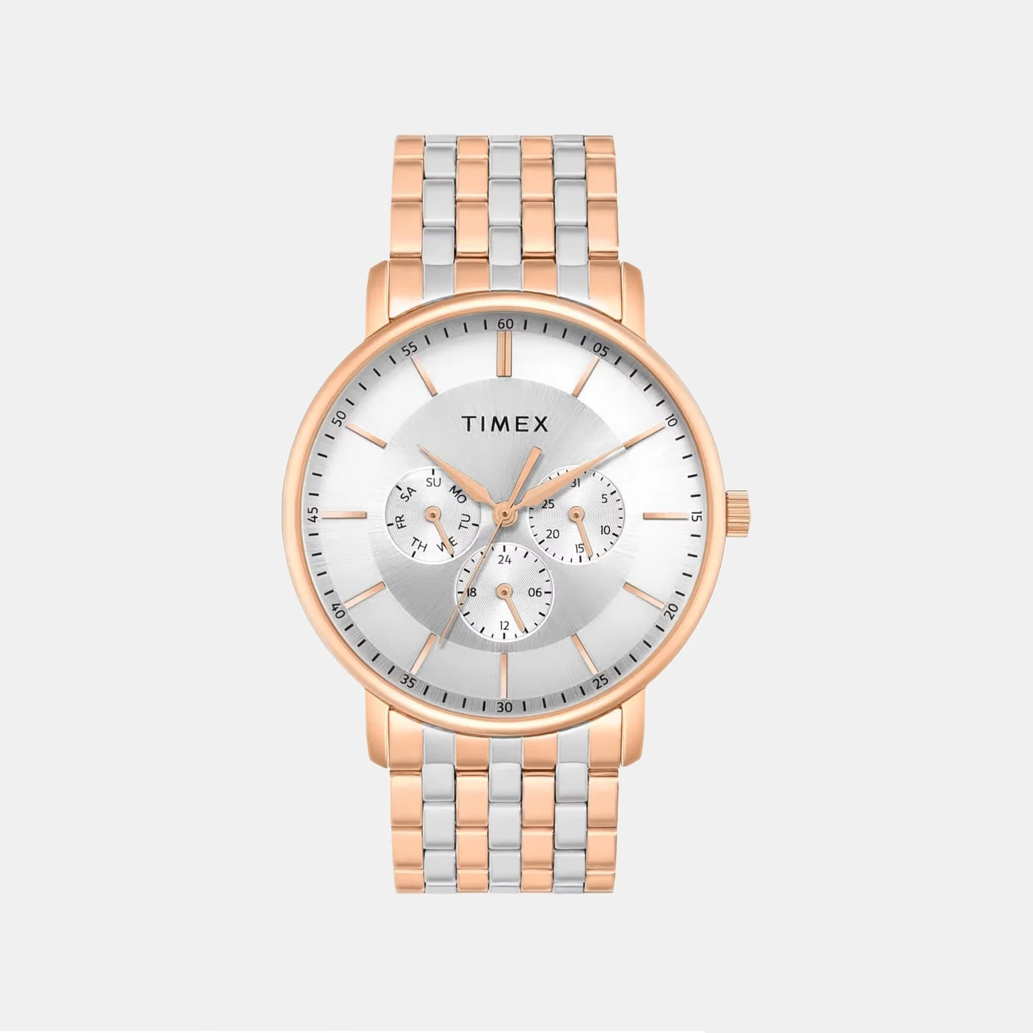 Trendline Men Quartz Silver Dial Multi-Function Stainless Steel Watch TWTG12805