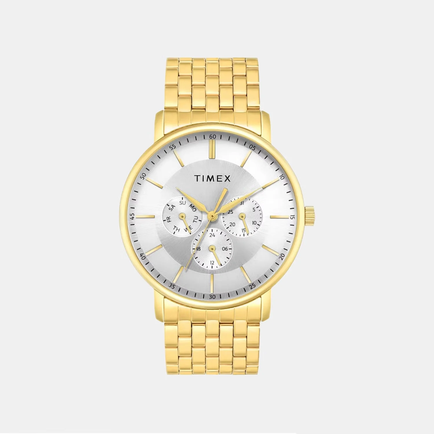 Trendline Men Quartz Silver Dial Multi-Function Stainless Steel Watch TWTG12807