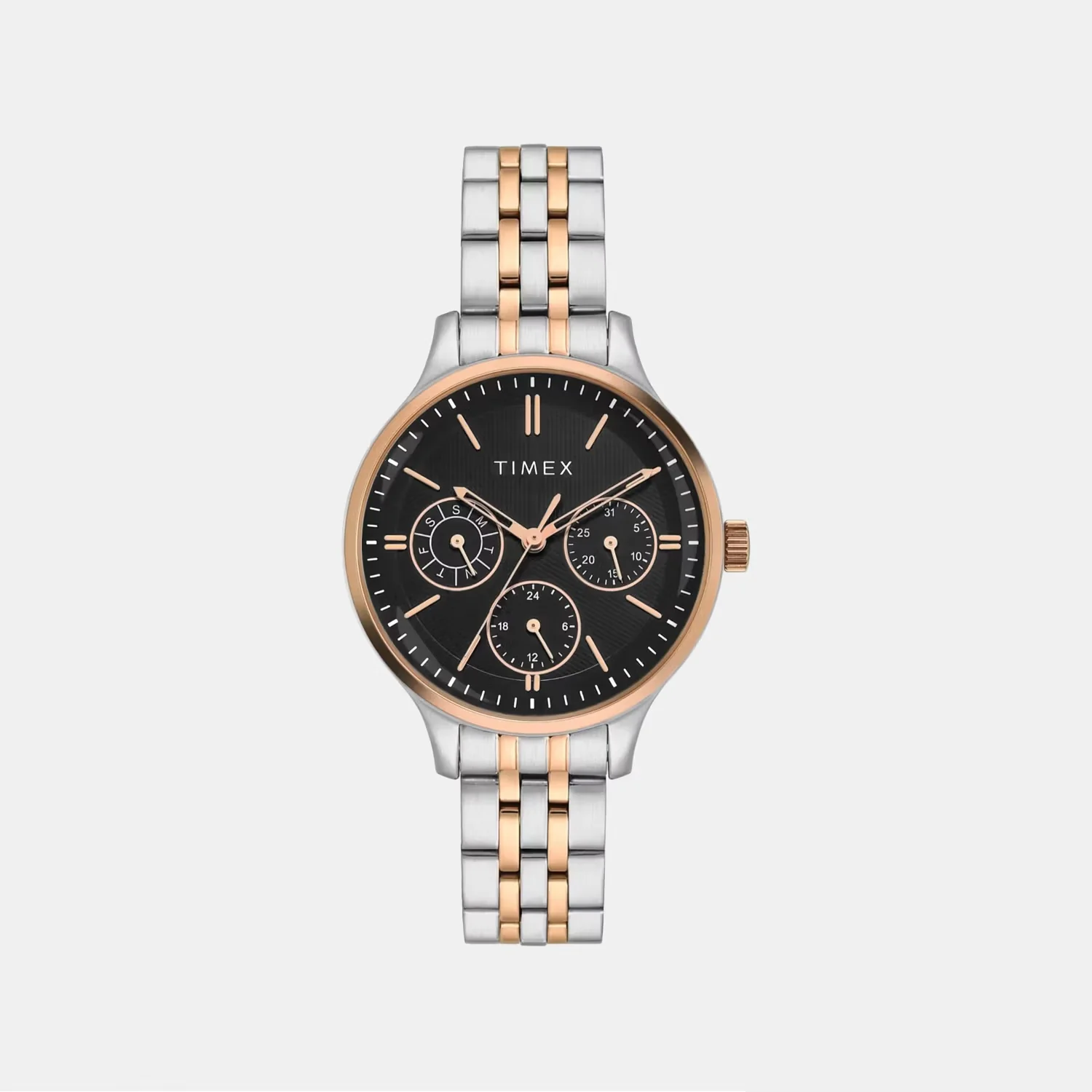Trendline Women Quartz Black Dial Multi-Function Stainless Steel Watch TWEL14837