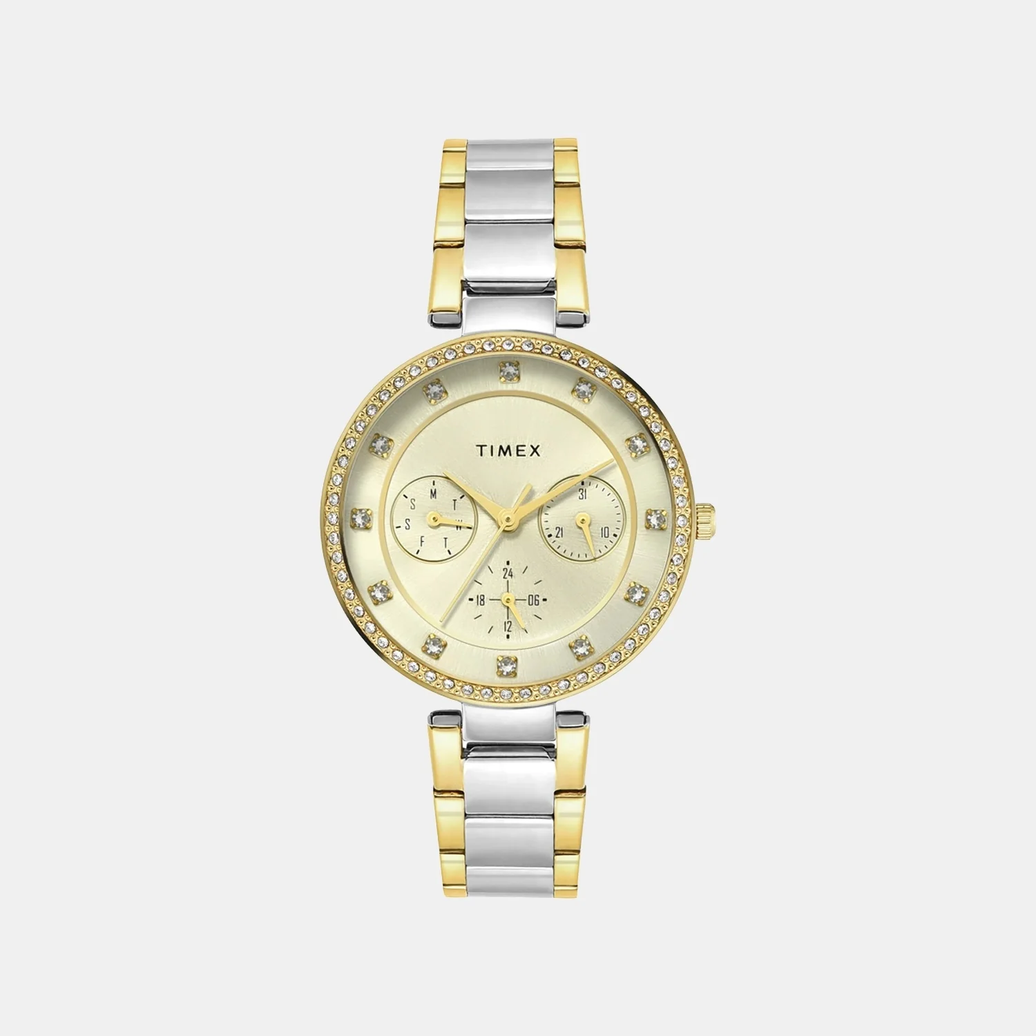 Trendline Women Quartz Champagne Dial Multi-Function Stainless Steel Watch TWEL18711