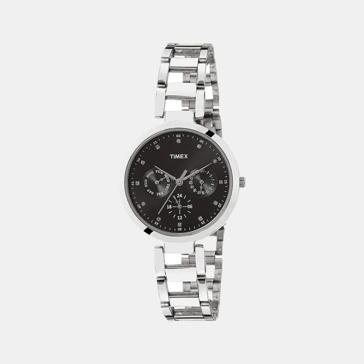 Women Quartz Black Dial Chronograph Stainless Steel Watch TW000X205