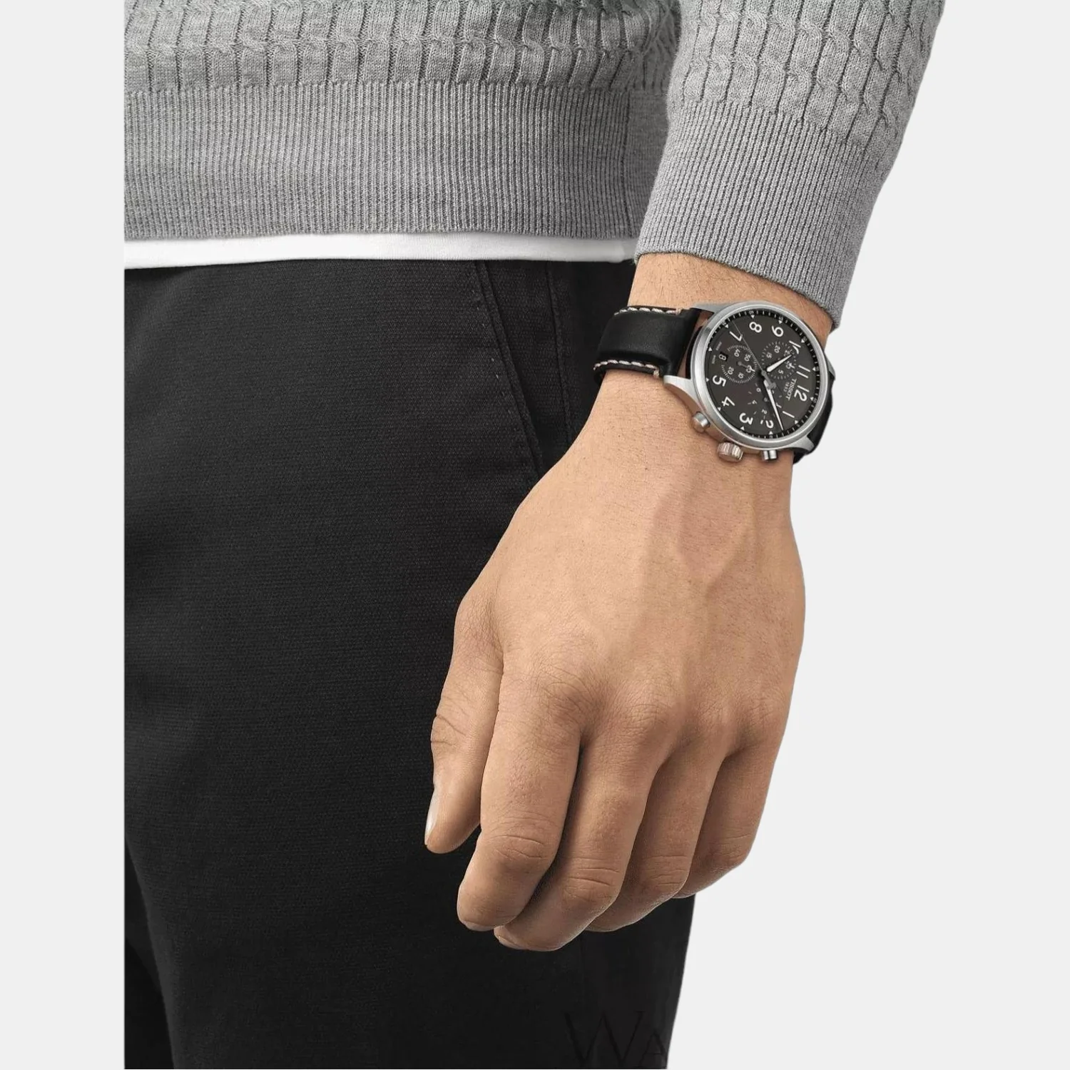 Chrono Xl Men Quartz Black Dial Chronograph Leather Watch T1166171606200 - Image 4