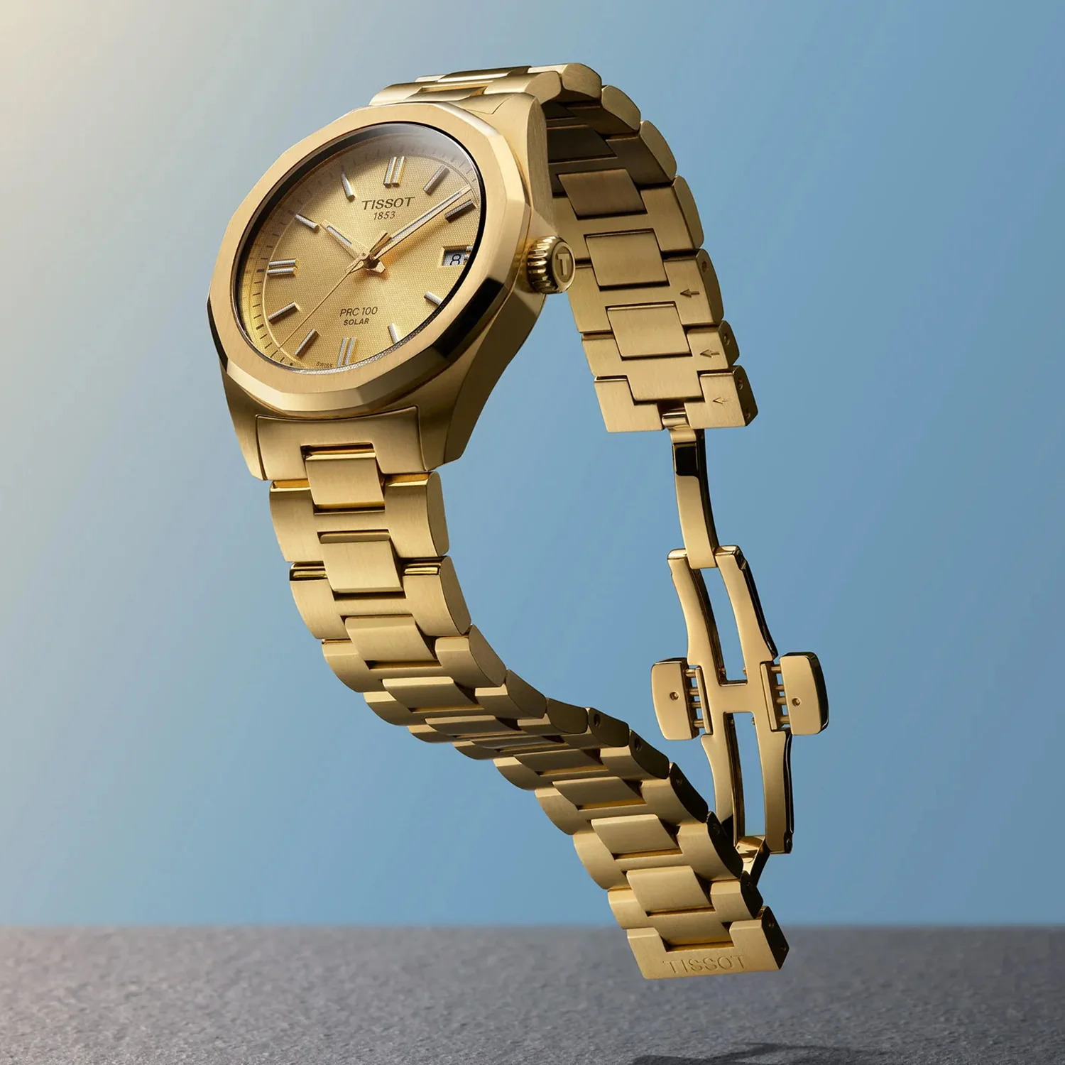 PRC 100 Solar Women Champagne Dial Analog Steel Watch T1518223302100 - Image 7