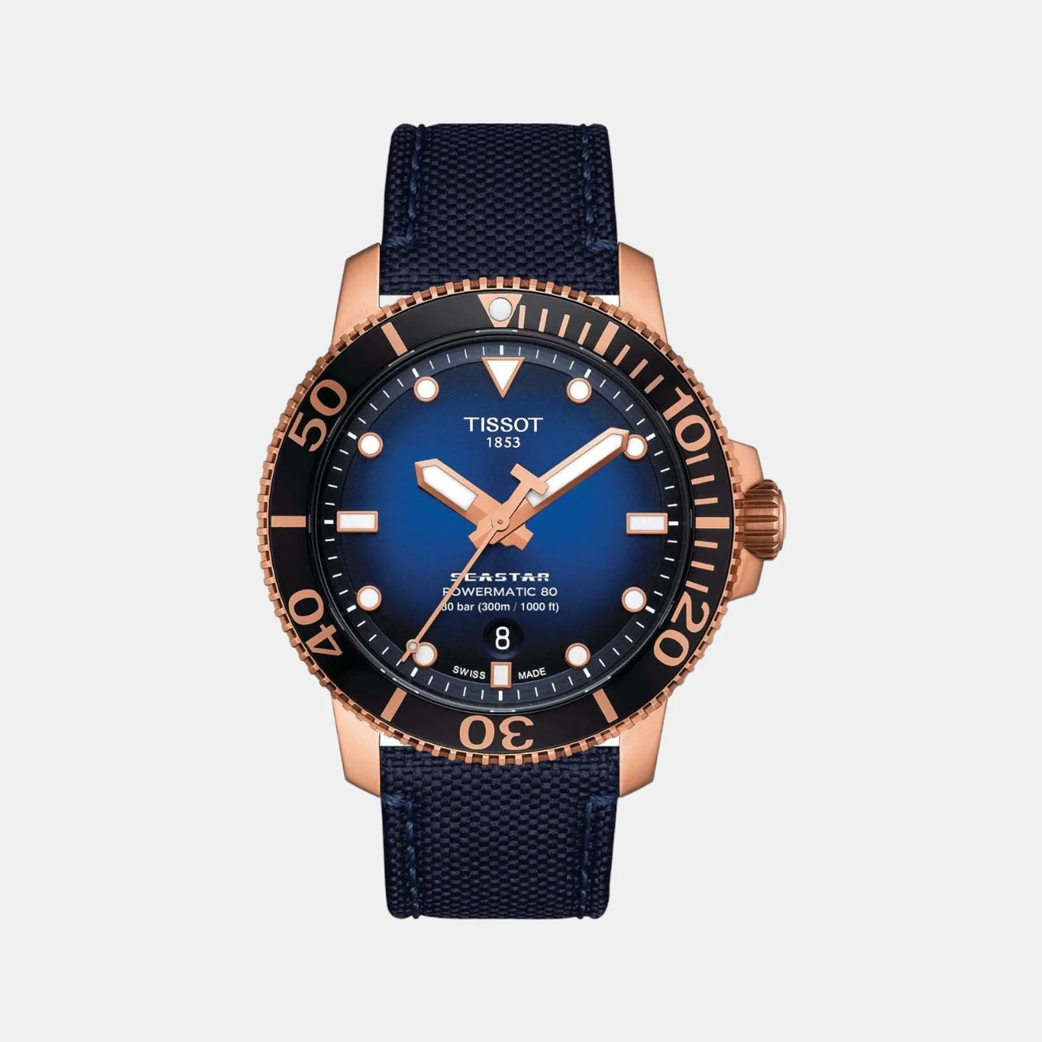 Seastar 1000 Men Automatic Dual Tone Dial Analog Fabric Watch T1204073704100 - Image 4