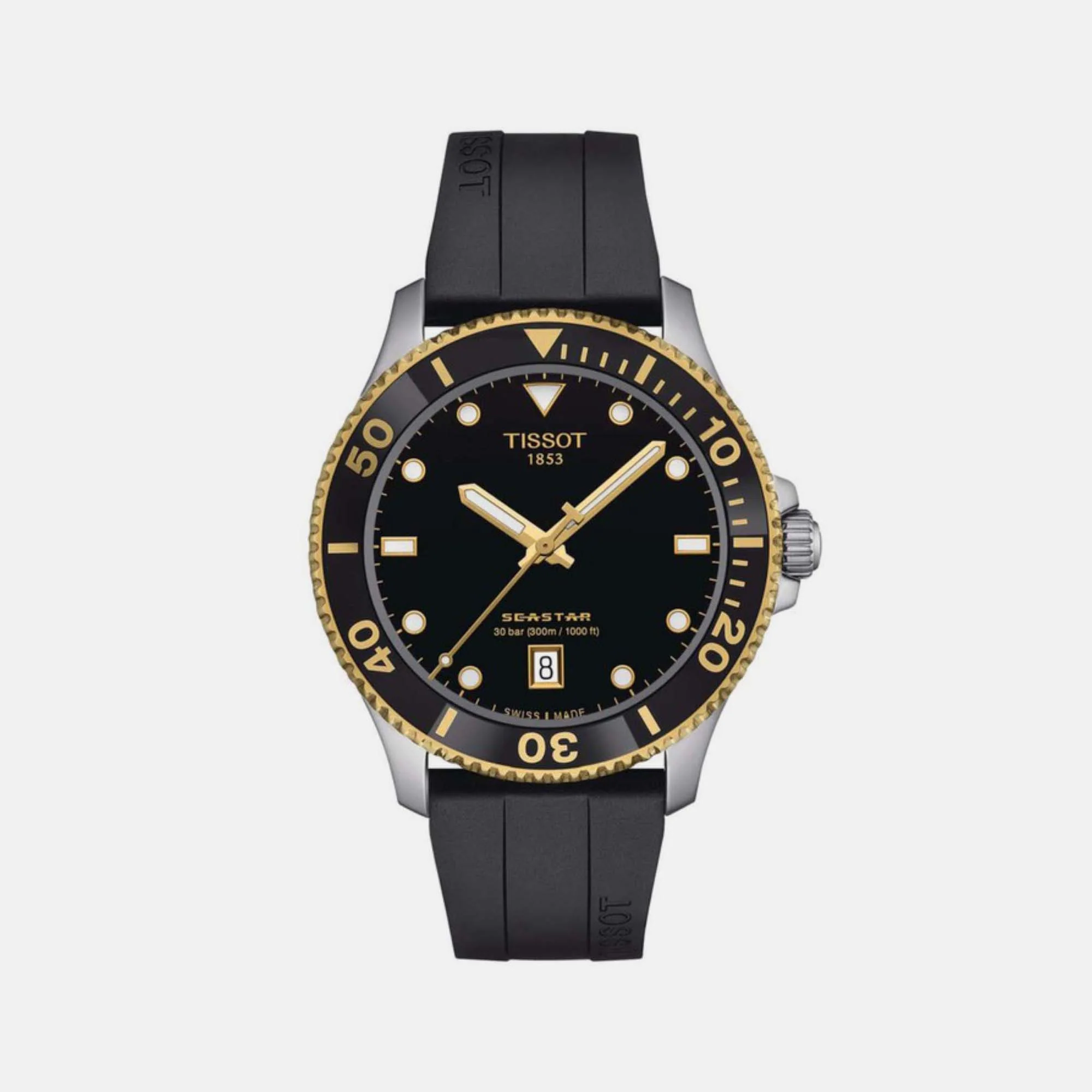 Seastar 1000 Men Quartz Black Dial Analog Silicone Watch T1204102705100 - Image 2