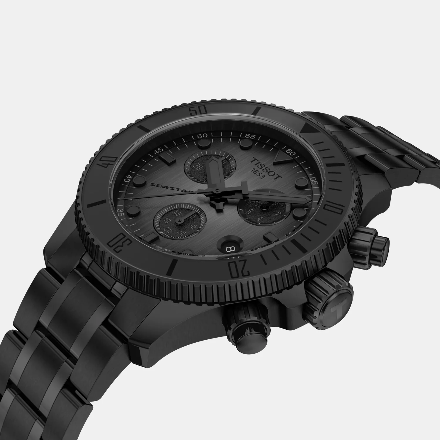 Seastar 1000 Men Quartz Black Dial Chronograph Silicone Watch T1202173306100 - Image 2