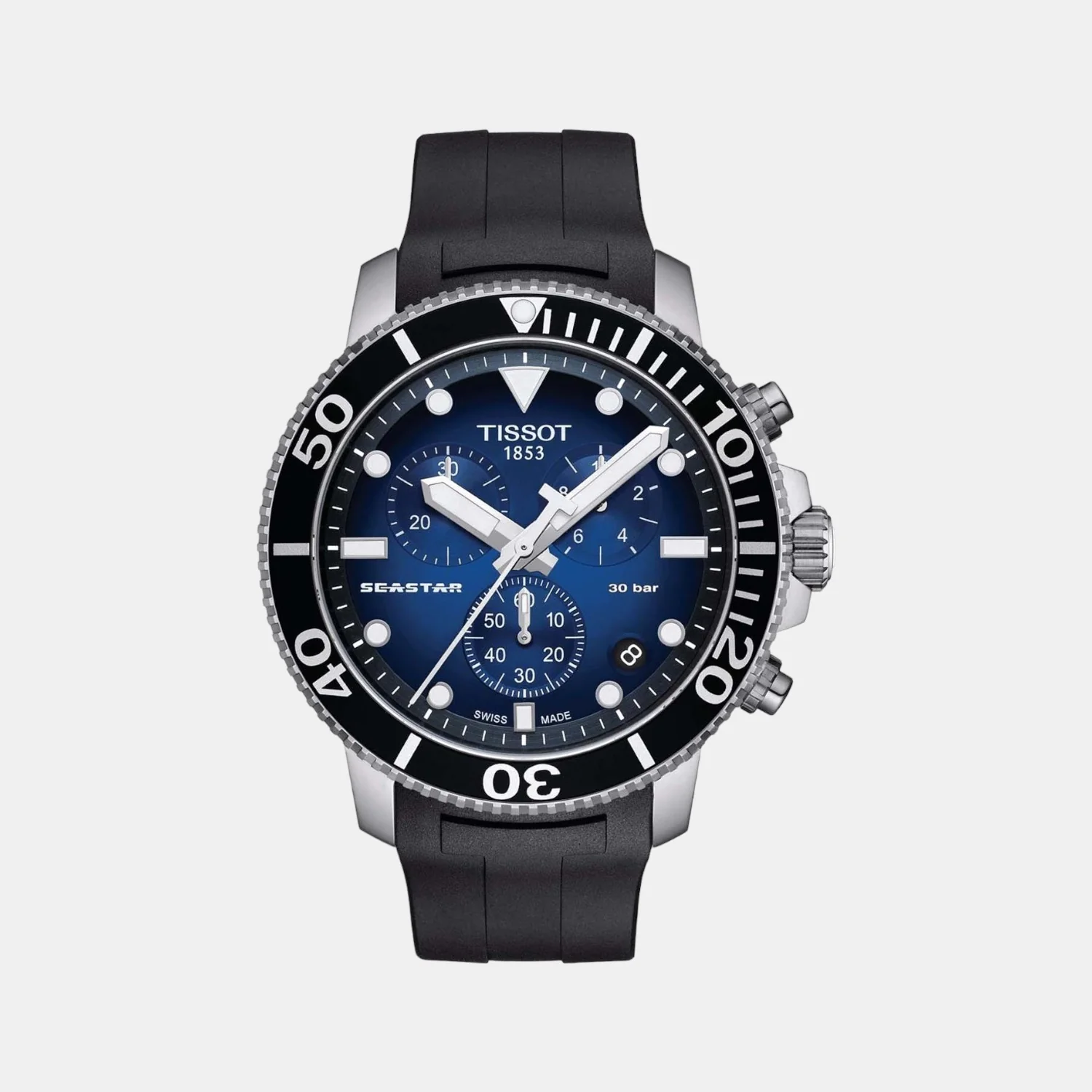 Seastar 1000 Men Quartz Graded Blue-Black Dial Chronograph Rubber Watch T1204171704100