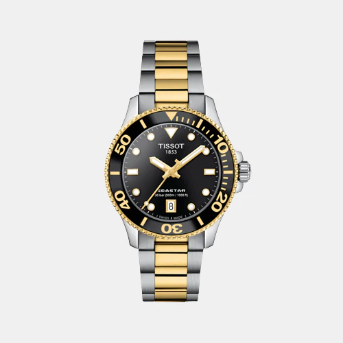 Seastar 1000 Unisex Quartz Black Dial Analog Stainless Steel Watch T1202102205100 - Image 2
