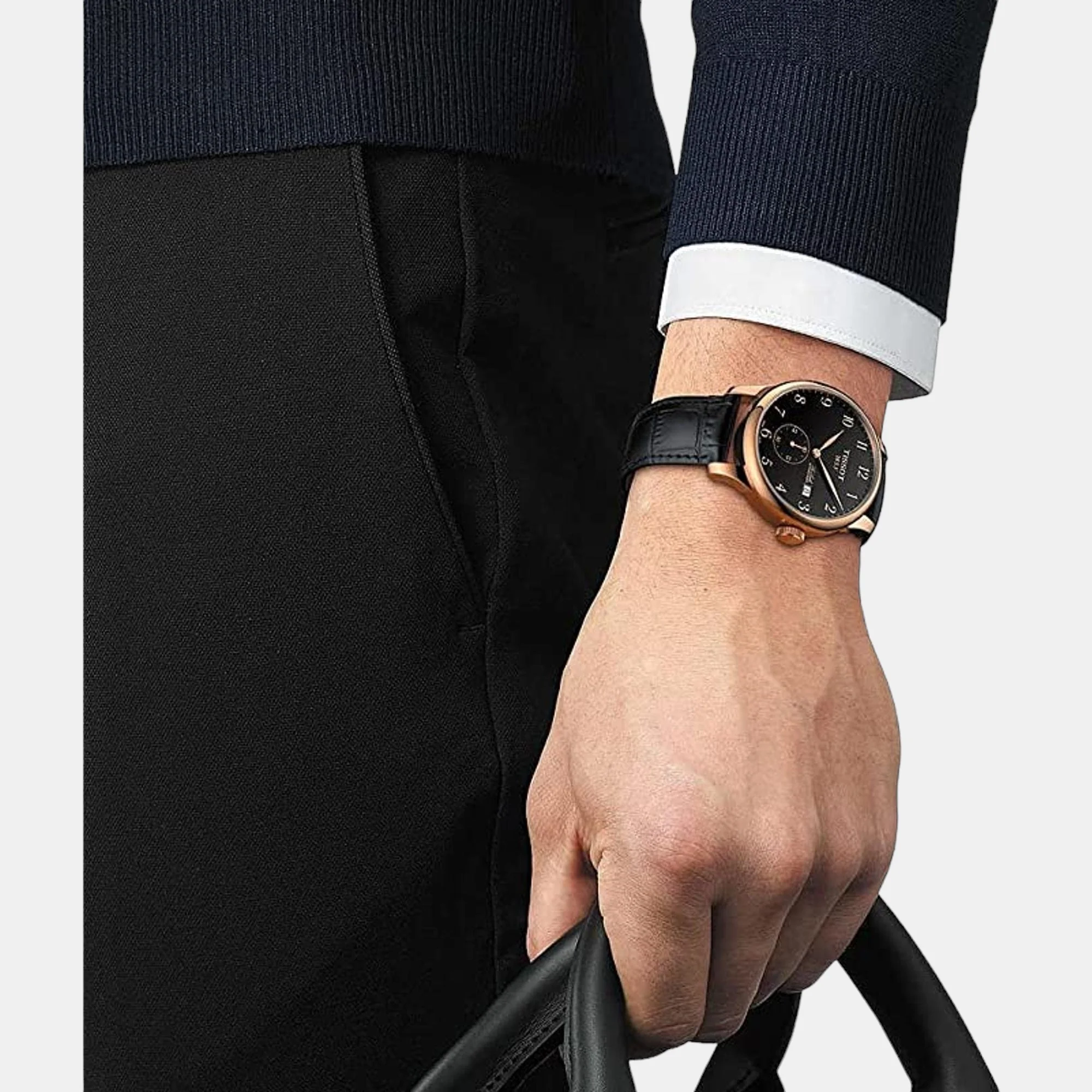 Le Locle Men Automatic Black Dial Analog Leather Watch T0064283605200 - Image 5