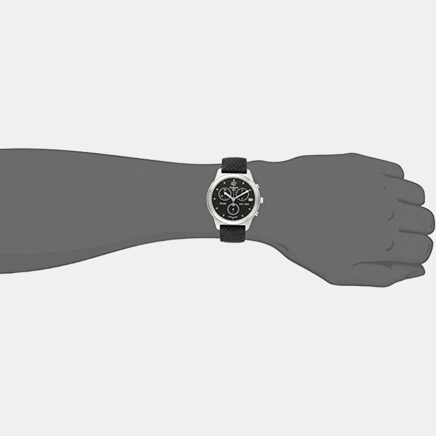 Men Black Chronograph Leather Watch T0494171605700 - Image 2