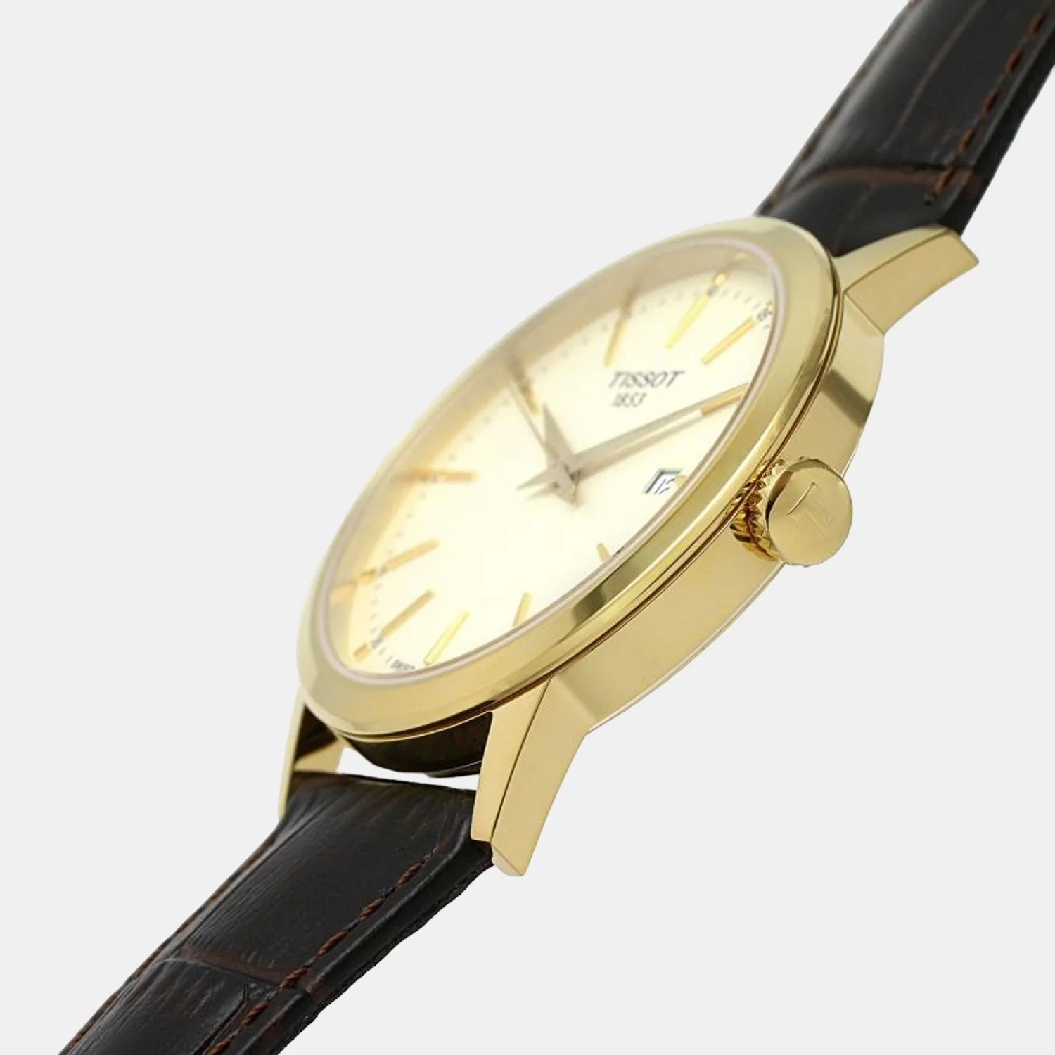 Classic Men Quartz Beige Dial Analog Leather Watch T1294103626100 - Image 2