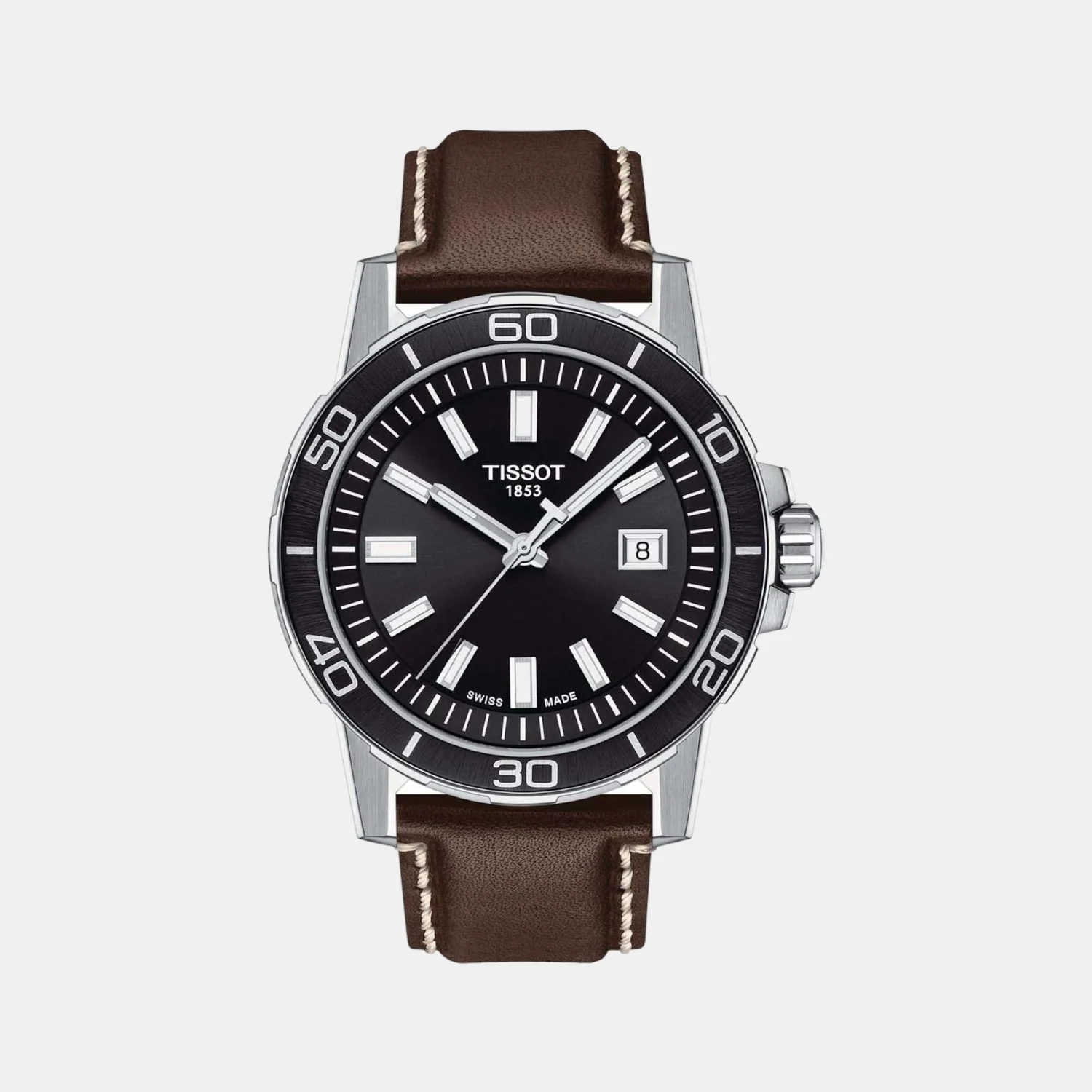 Supersport Men Quartz Black Dial Analog Leather Watch T1256101605100