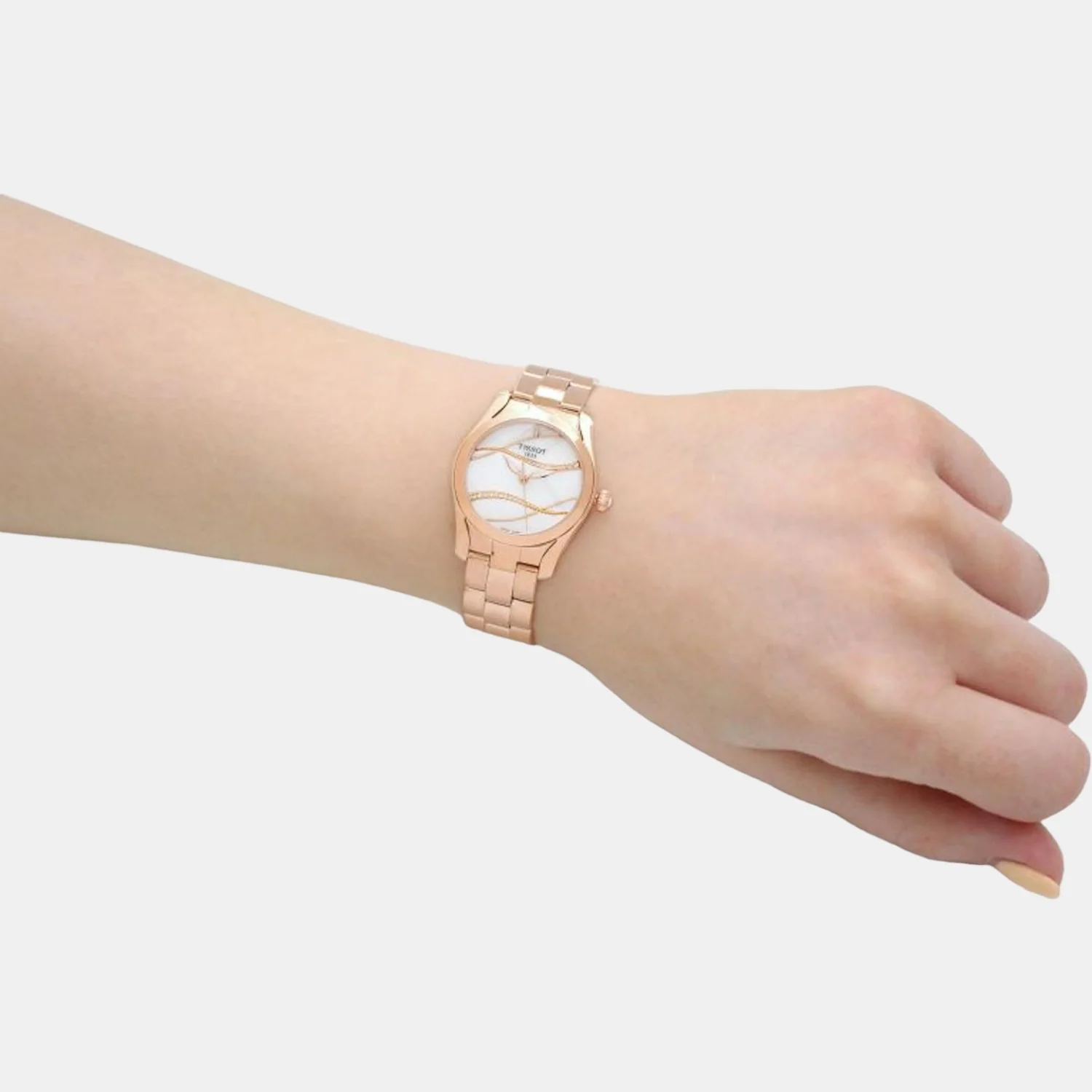 T-Wave Women Quartz White Mother Of Pearl Dial Analog Stainless Steel Watch T1122103311100 - Image 5