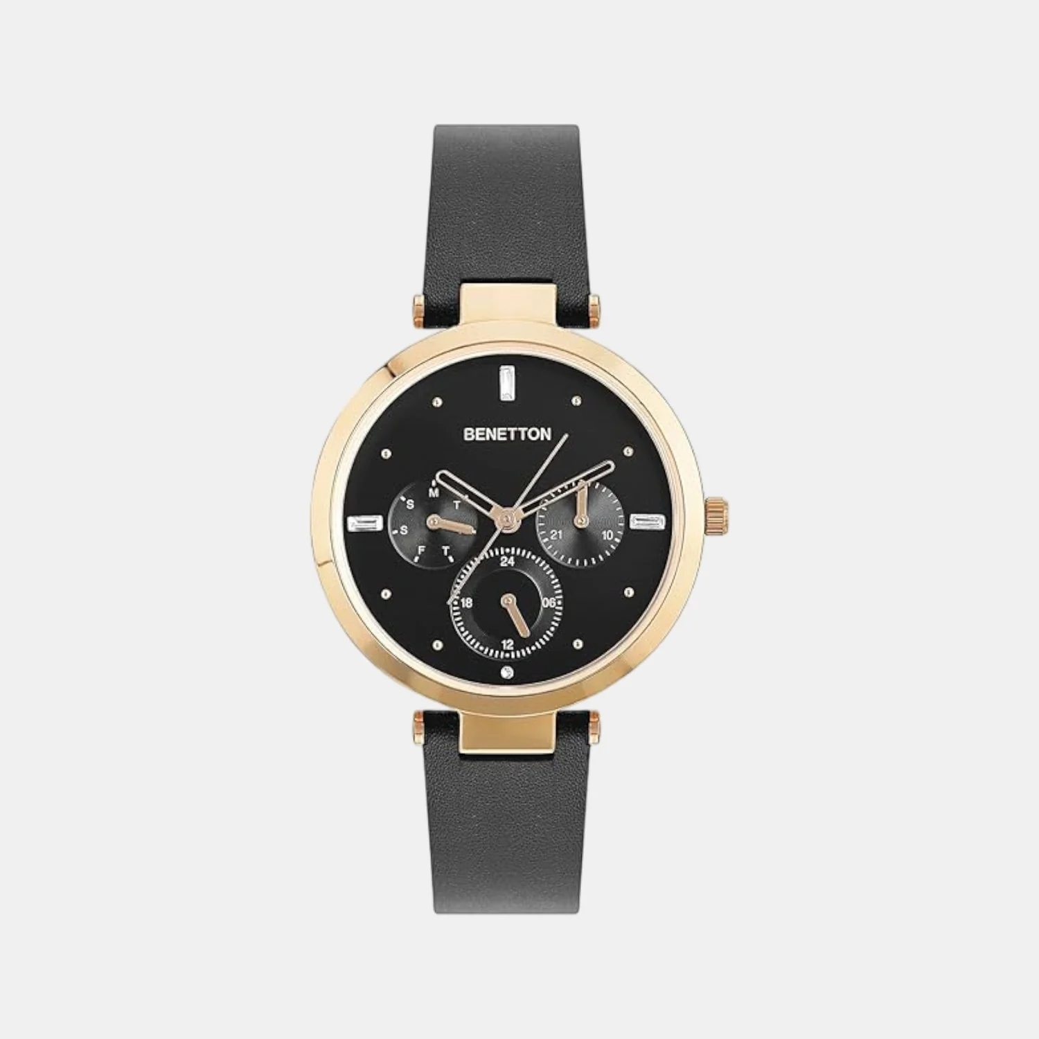 Signature Women Quartz Black Dial Multi-Function Leather Watch UWUCL1006