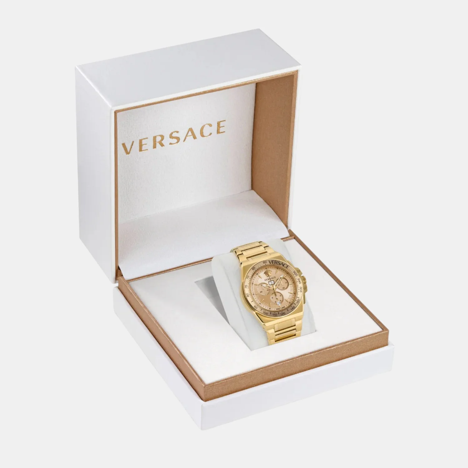 Greca Extreme Men Quartz Gold Dial Chronograph Stainless Steel Watch VE7H00723 - Image 4