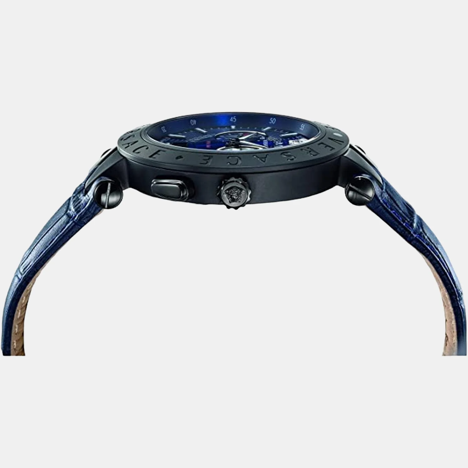 Men Quartz Blue Dial Chronograph Leather Watch VEBV00419 - Image 2